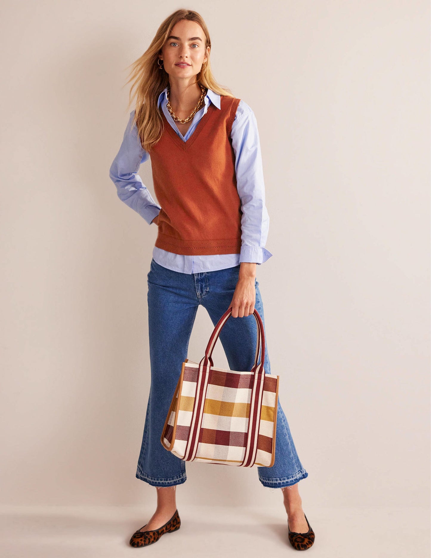Catriona Cotton V-Neck Tank-Chestnut Brown
