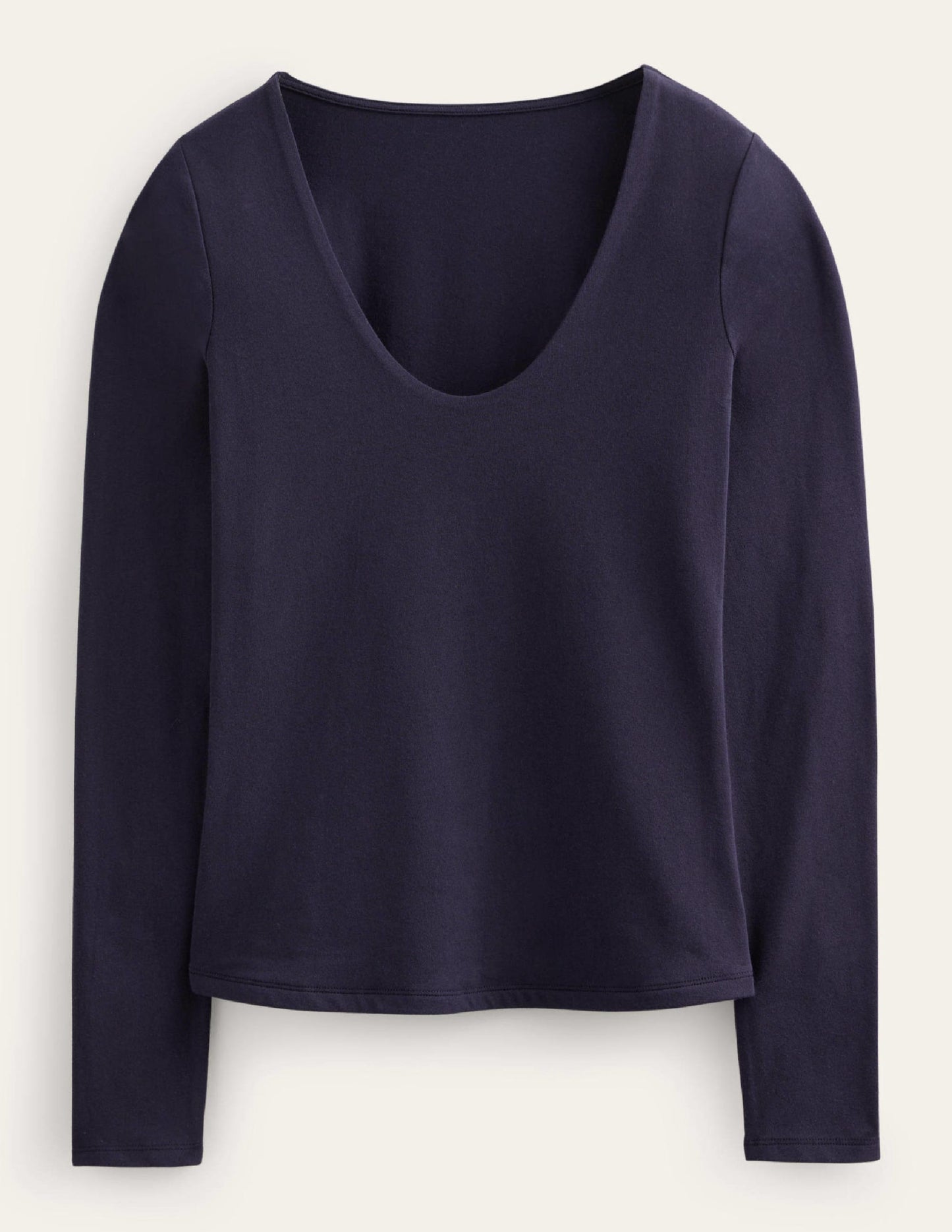 Double Layer Scoop Neck Top-Navy