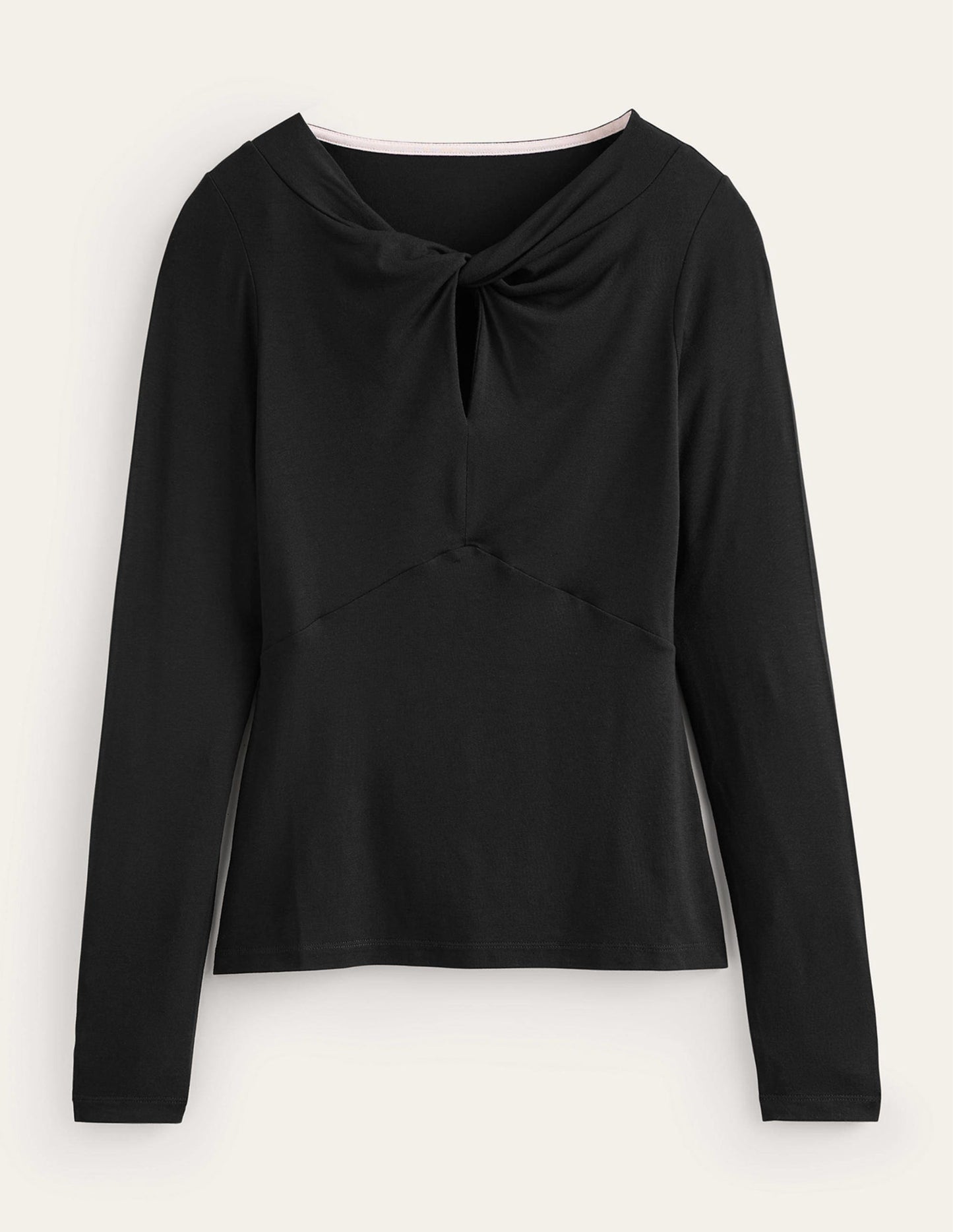 Knot Front Jersey Top-Black