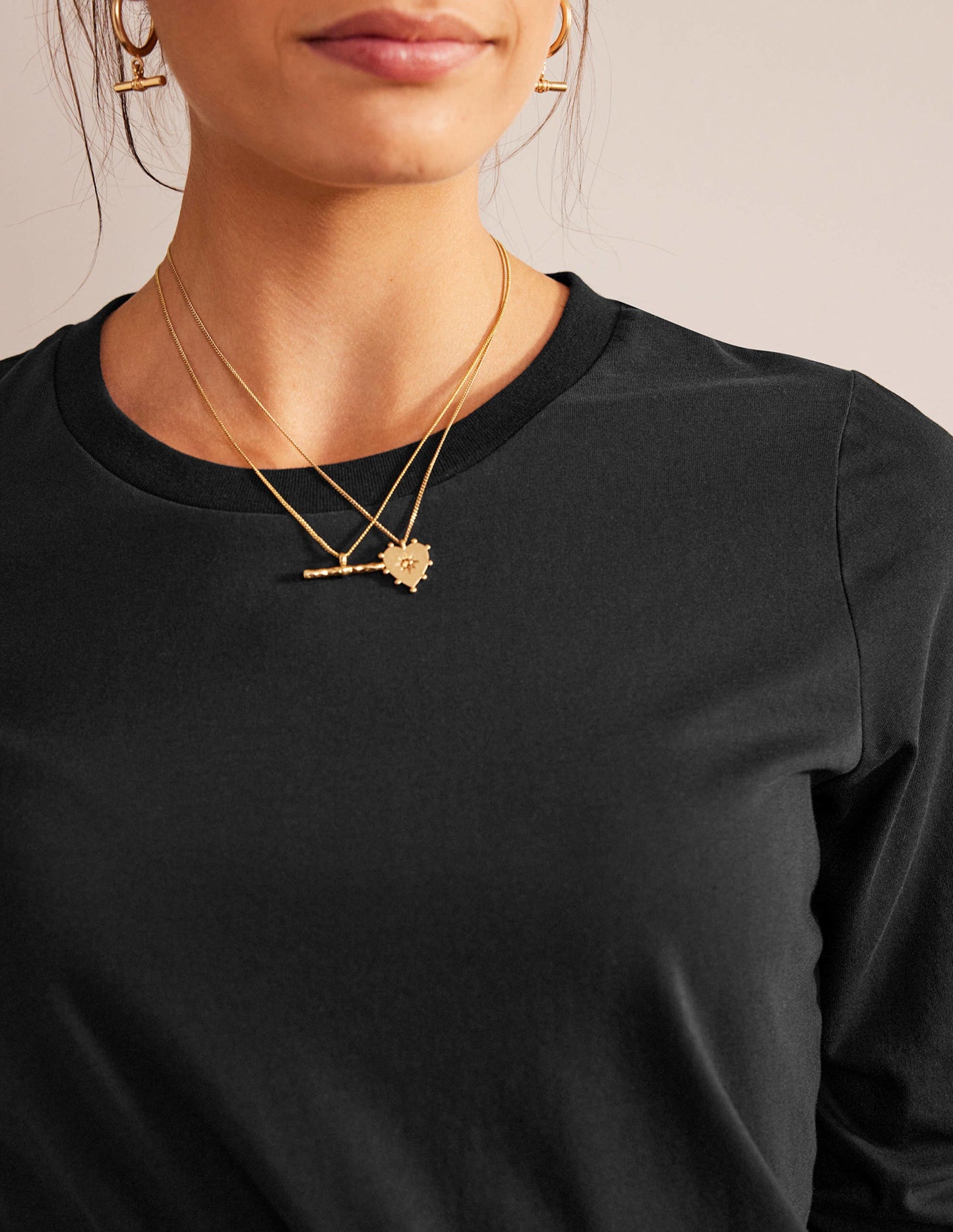 Pure Cotton Long Sleeve Top-Black
