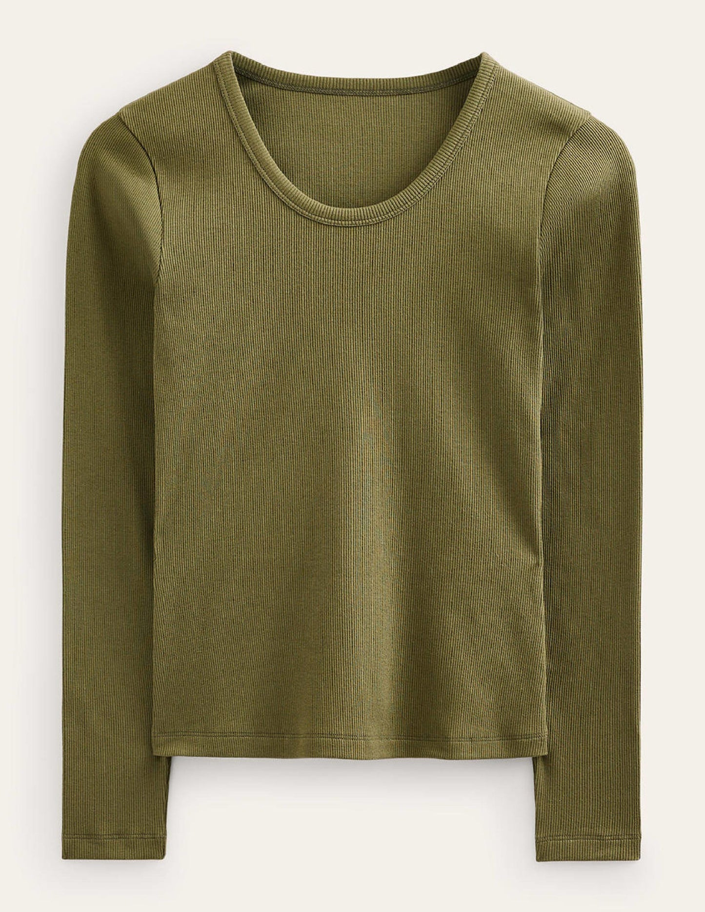 Cotton Rib Scoop Neck Top-Spruce