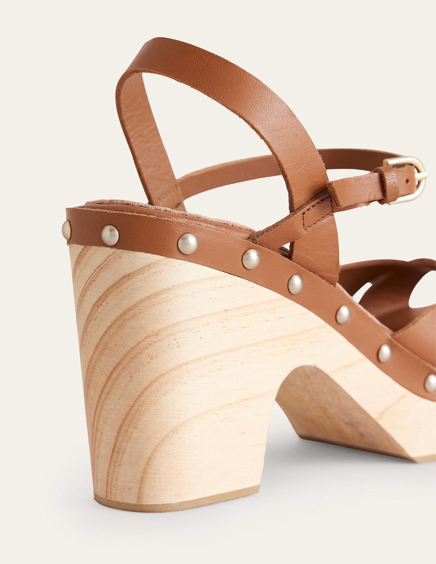 Cross-Strap Platform Clogs-Tan