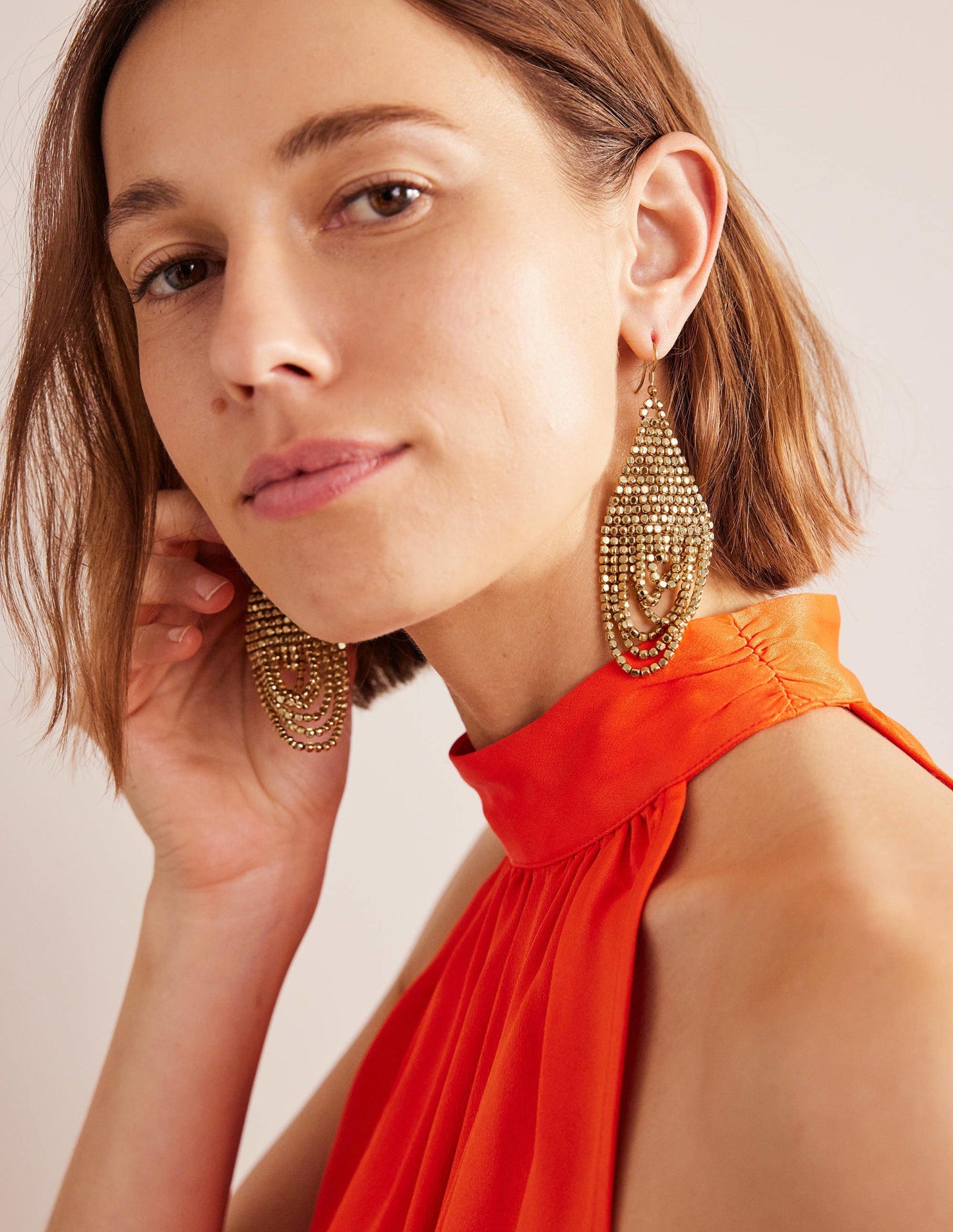 Bead Layer Earrings-Gold