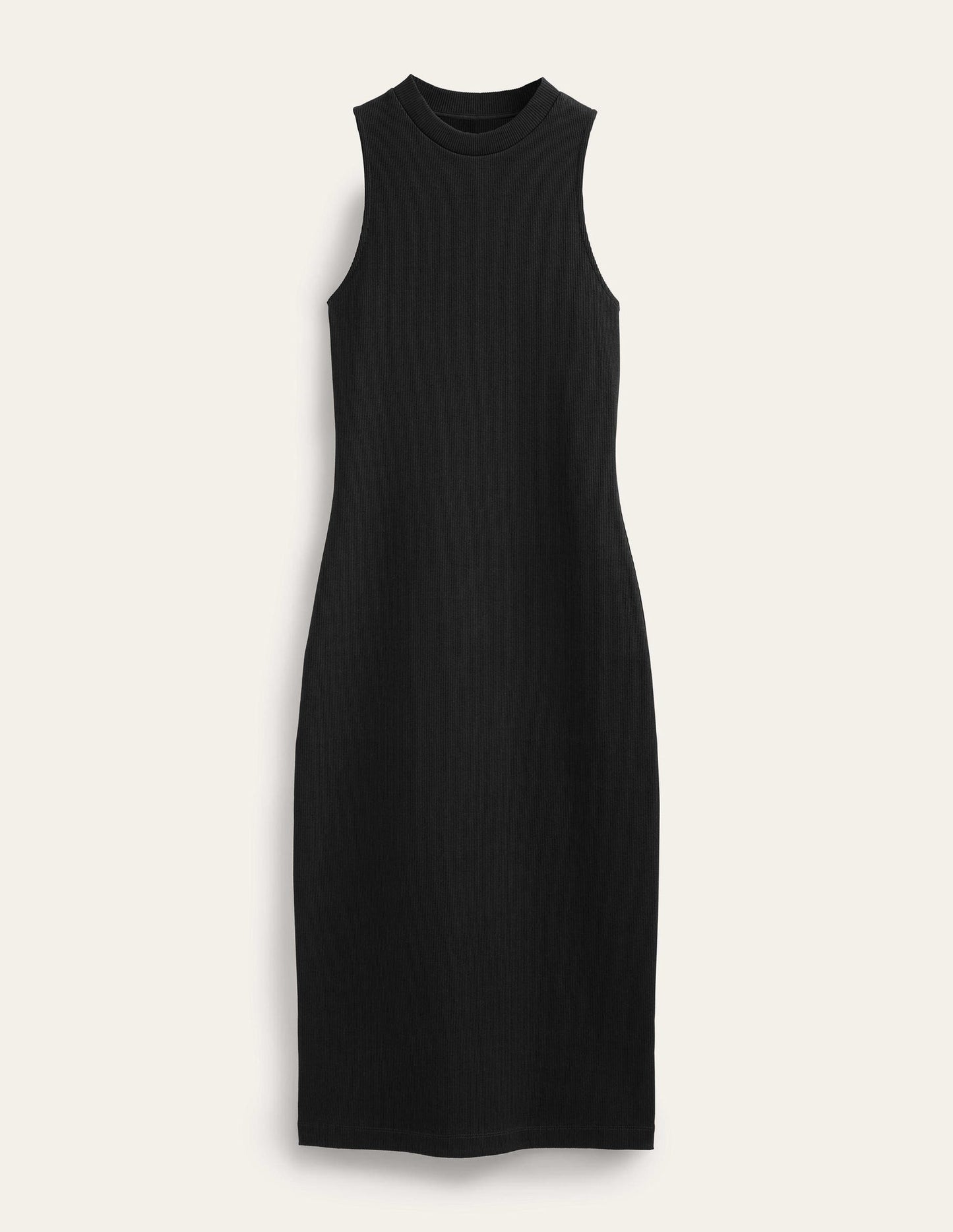 Racer Rib Jersey Midi Dress-Black