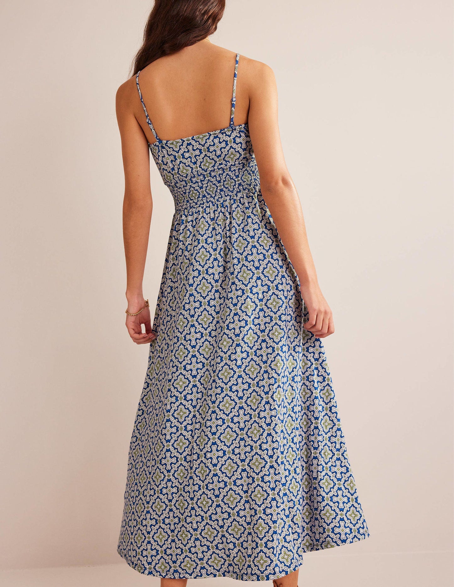 Twist Front Jersey Midi Dress-Blue Heron, Flora Tile