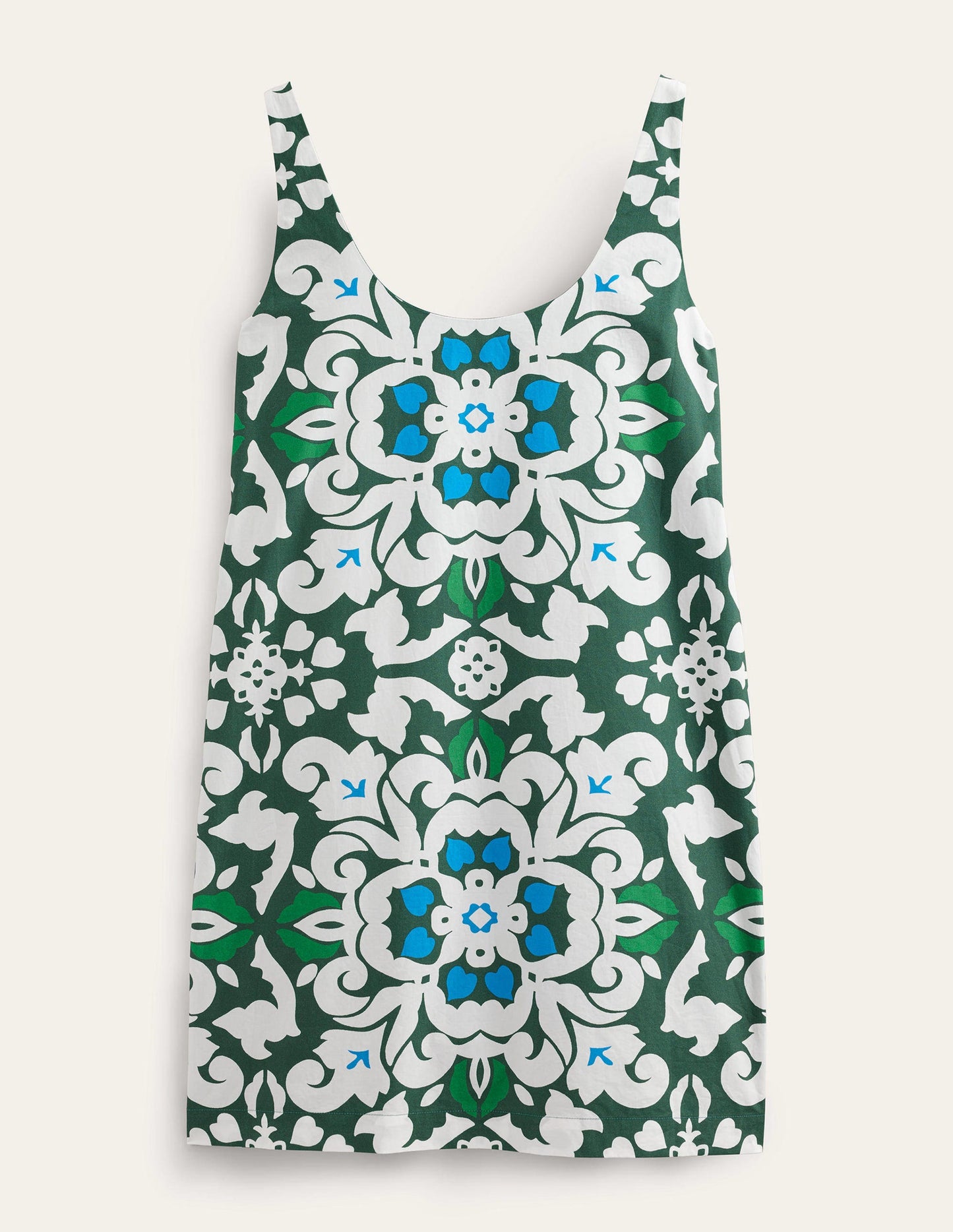 Scoop Neck Shift Dress-Trekking Green, Opulent Pome