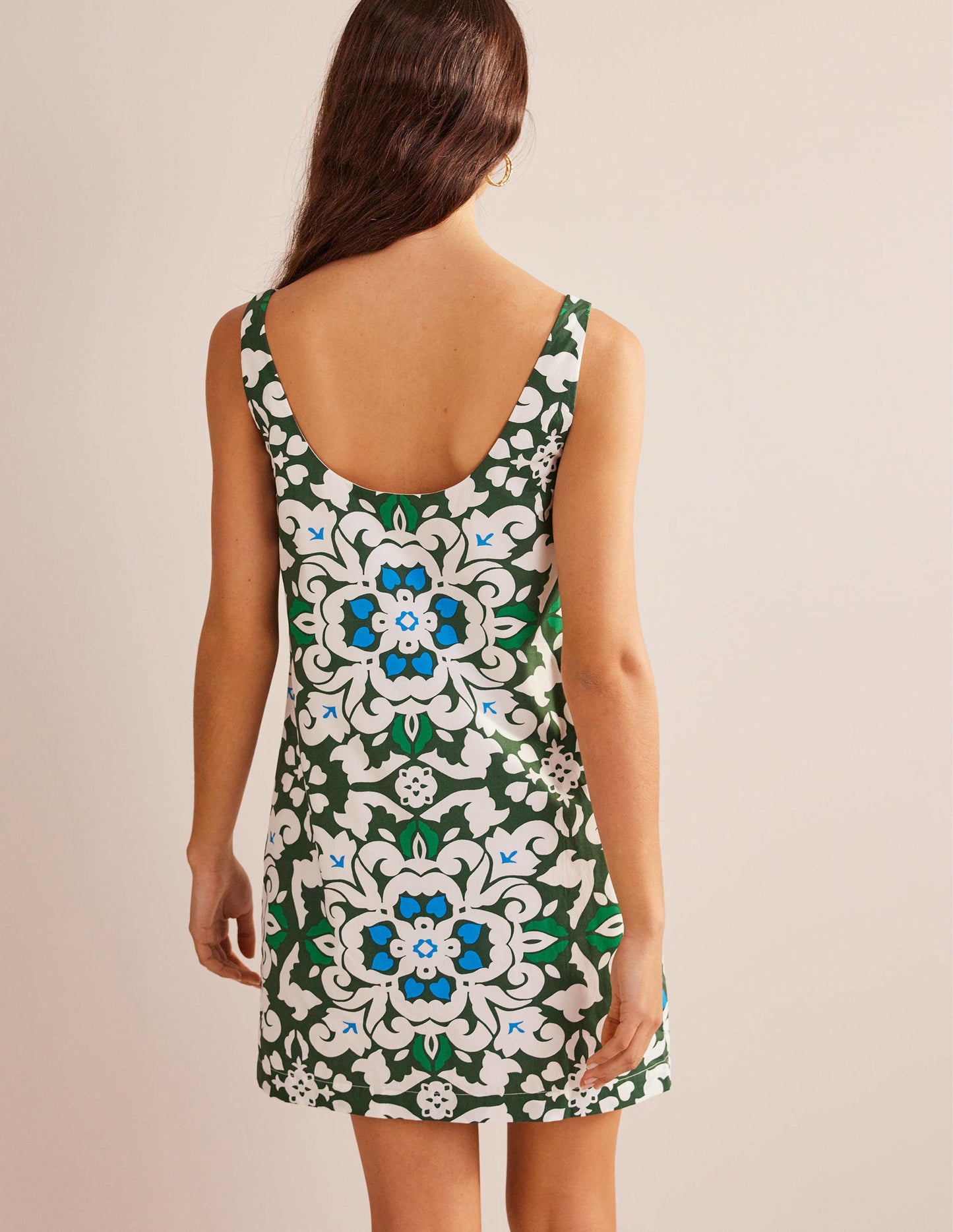 Scoop Neck Shift Dress-Trekking Green, Opulent Pome