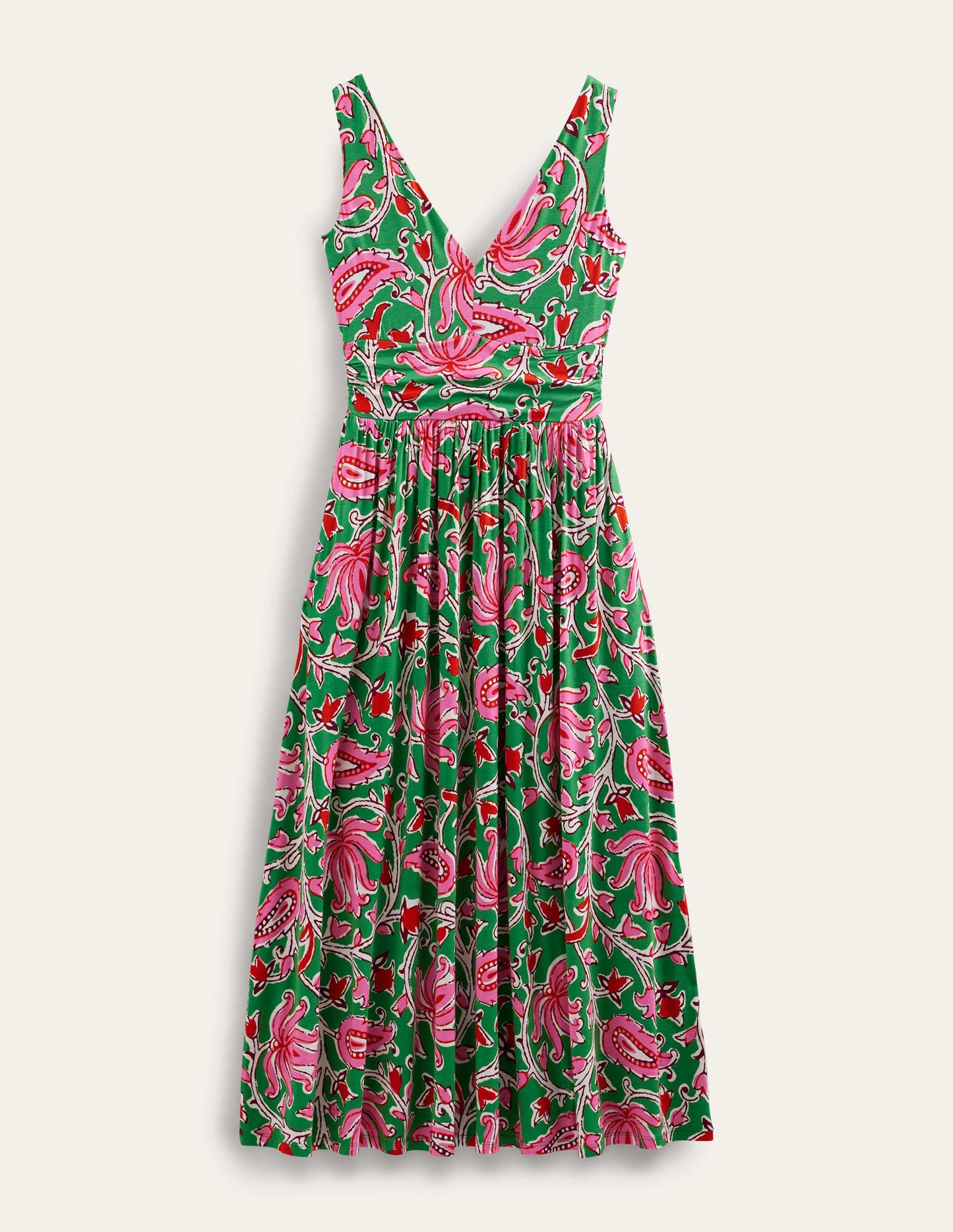 Sleeveless Jersey Maxi Dress-Lime, Botanic Vine