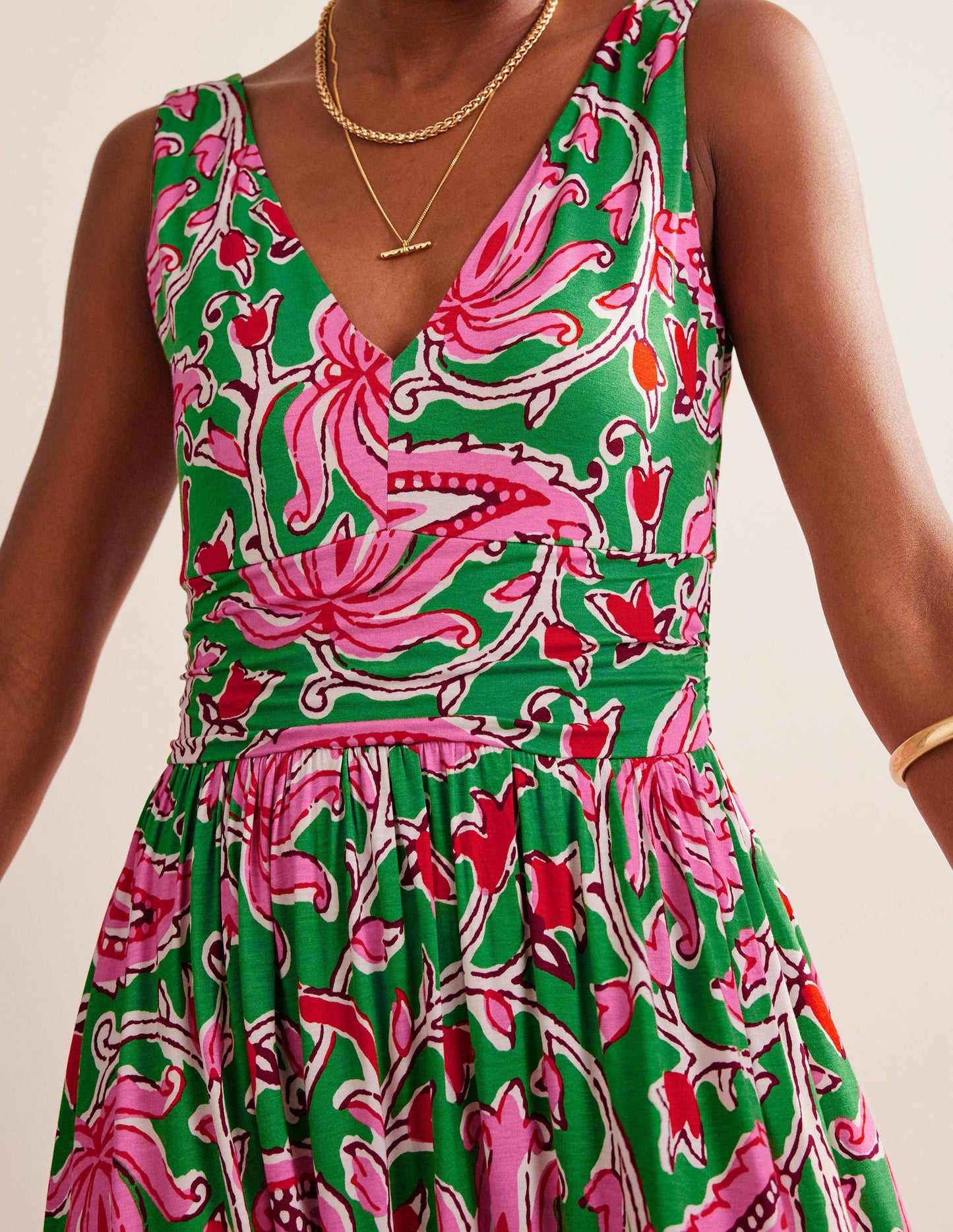 Sleeveless Jersey Maxi Dress-Lime, Botanic Vine