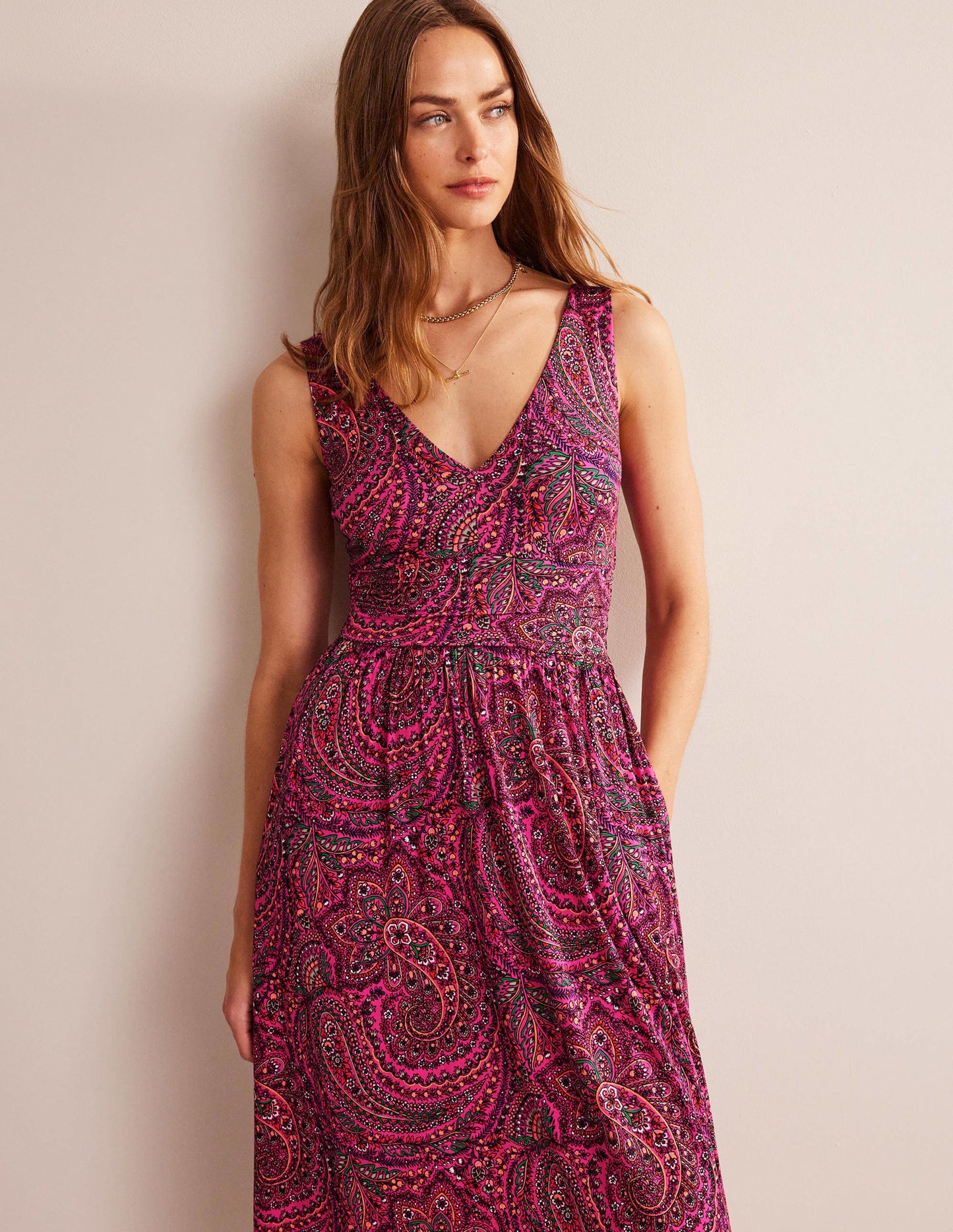 Sleeveless Jersey Maxi Dress-Ultra Pink, Palace