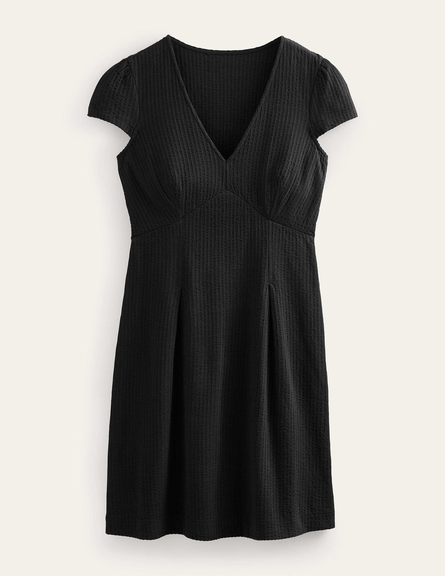 Seersucker Jersey Tea Dress-Black