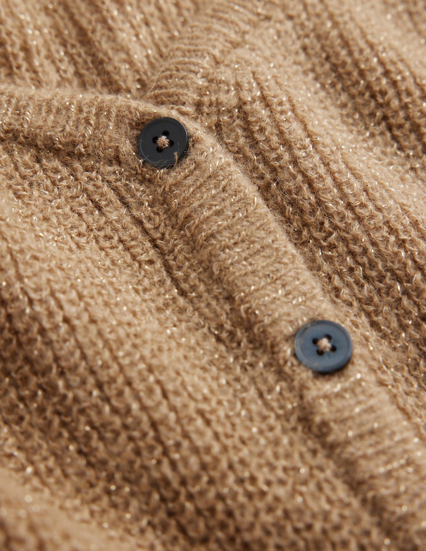 Cropped Fluffy Cardigan-Sparkle Camel Melange