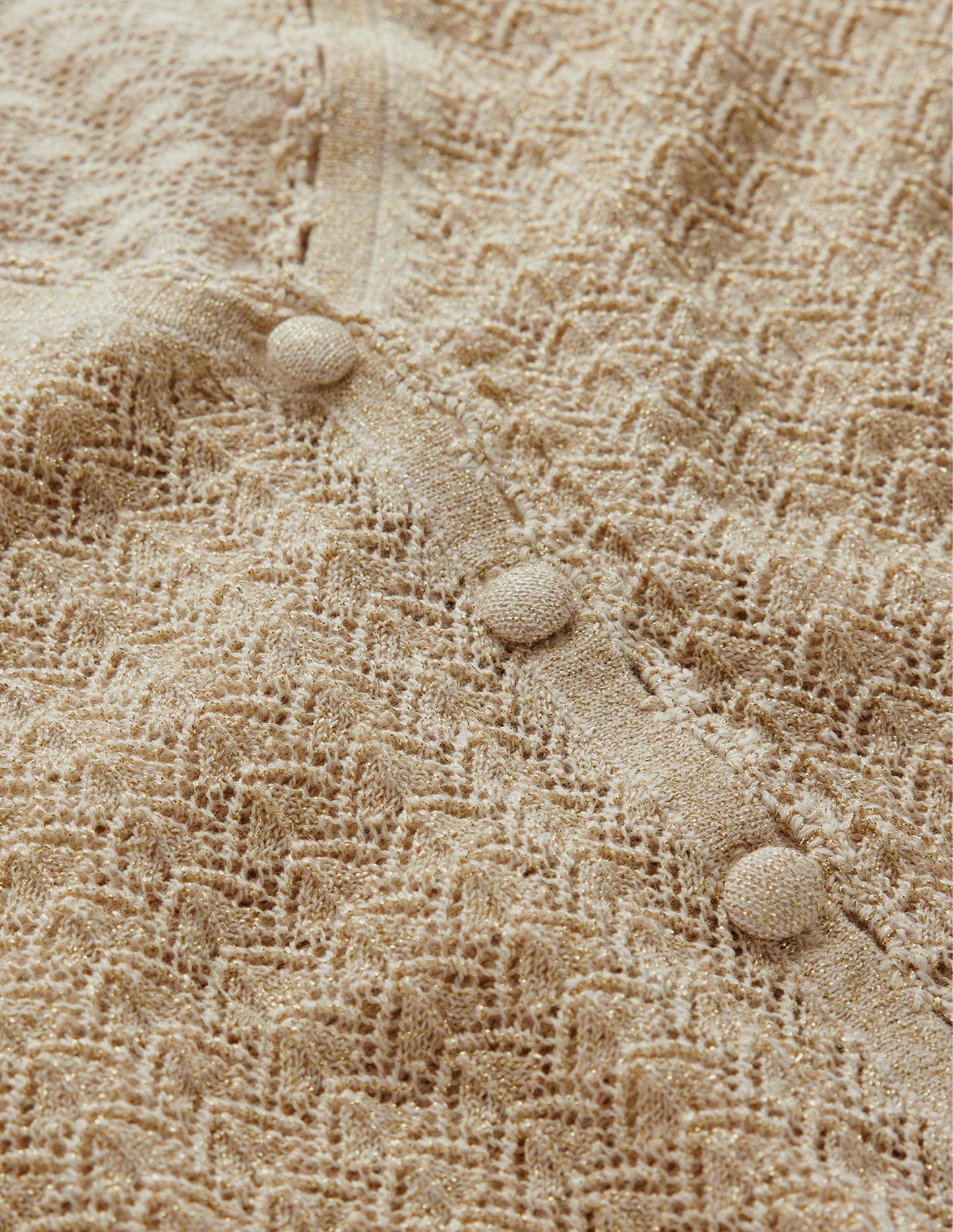 Pointelle Cropped Cardigan-Gold Sparkle