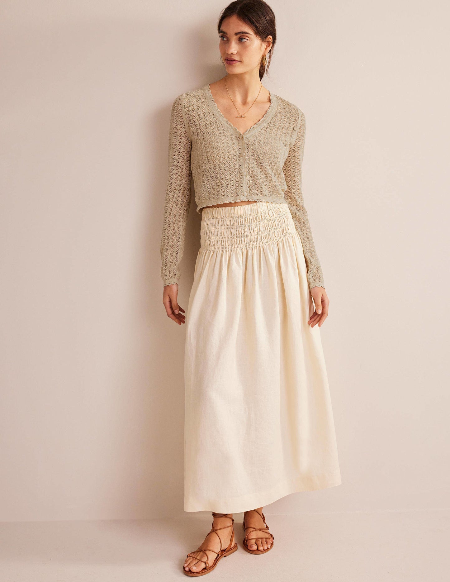 Pointelle Cropped Cardigan-Gold Sparkle