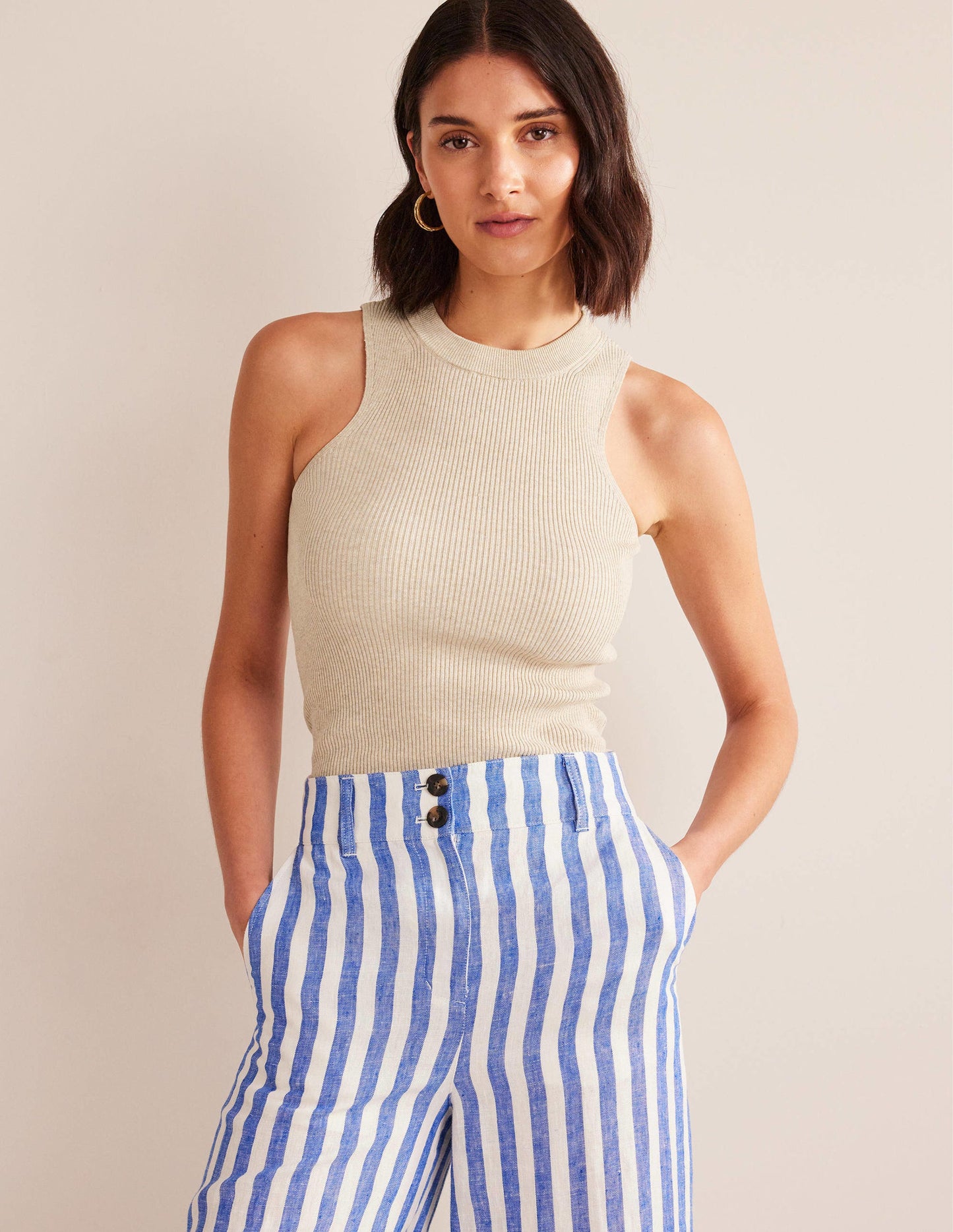 Ribbed Racer Vest-Chinchilla Melange