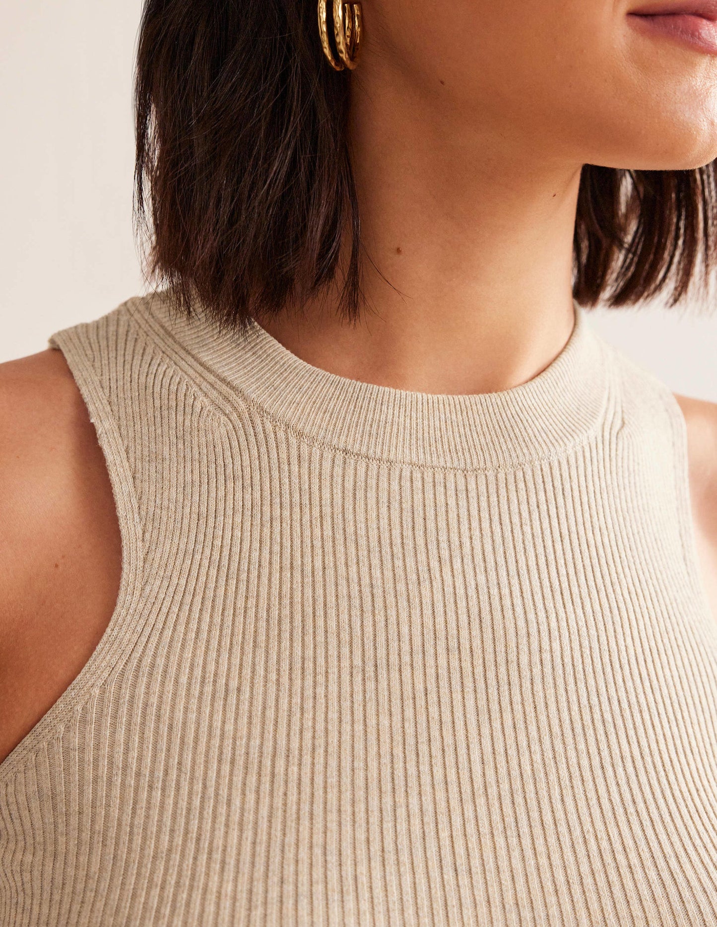Ribbed Racer Vest-Chinchilla Melange