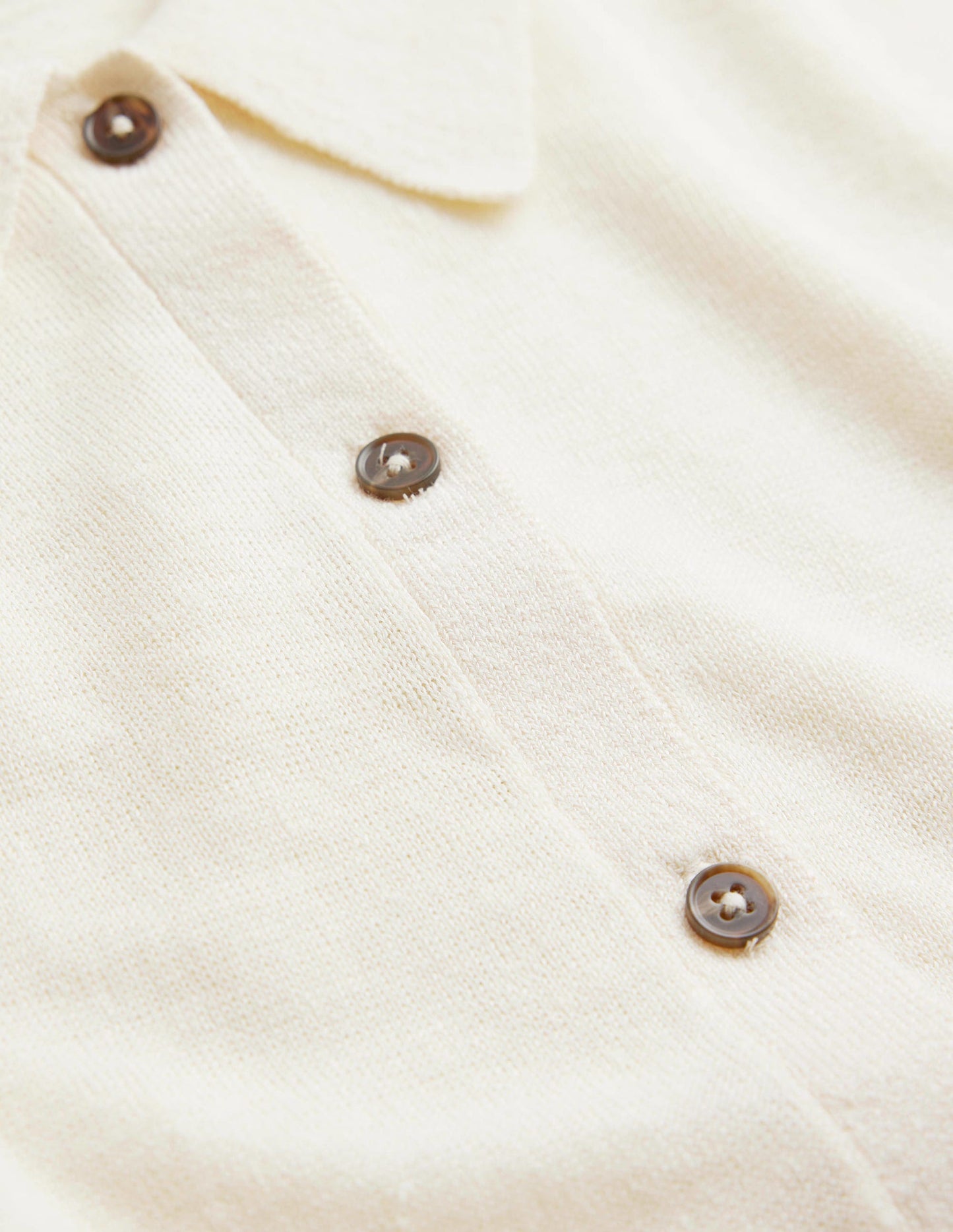 Collared Linen Knitted Shirt-Warm Ivory