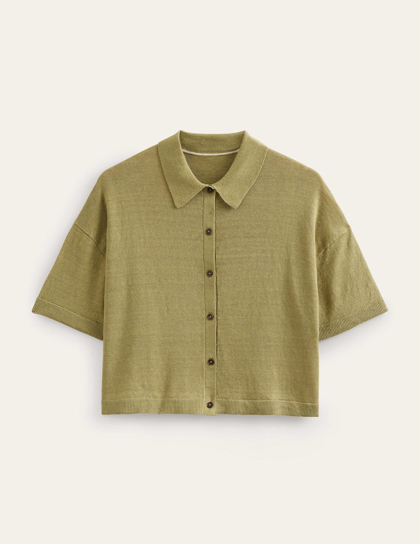 Collared Linen Knitted Shirt-River Reed