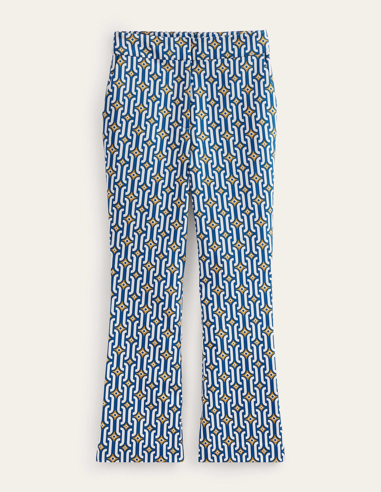 Cropped Flared Trousers-Sapphire, Azure Geo