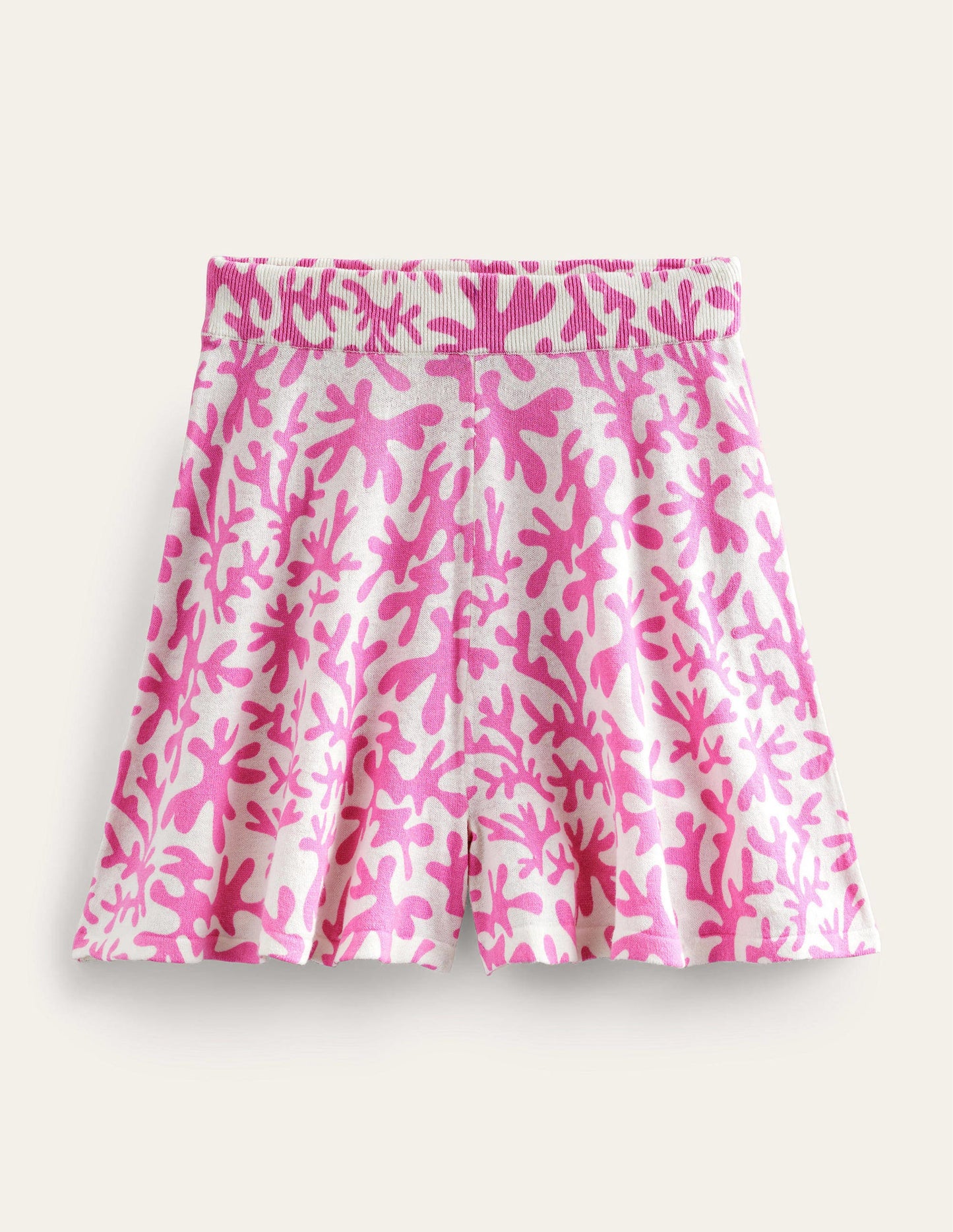Knitted Shorts-Plum Blossom, Abstract Foliage