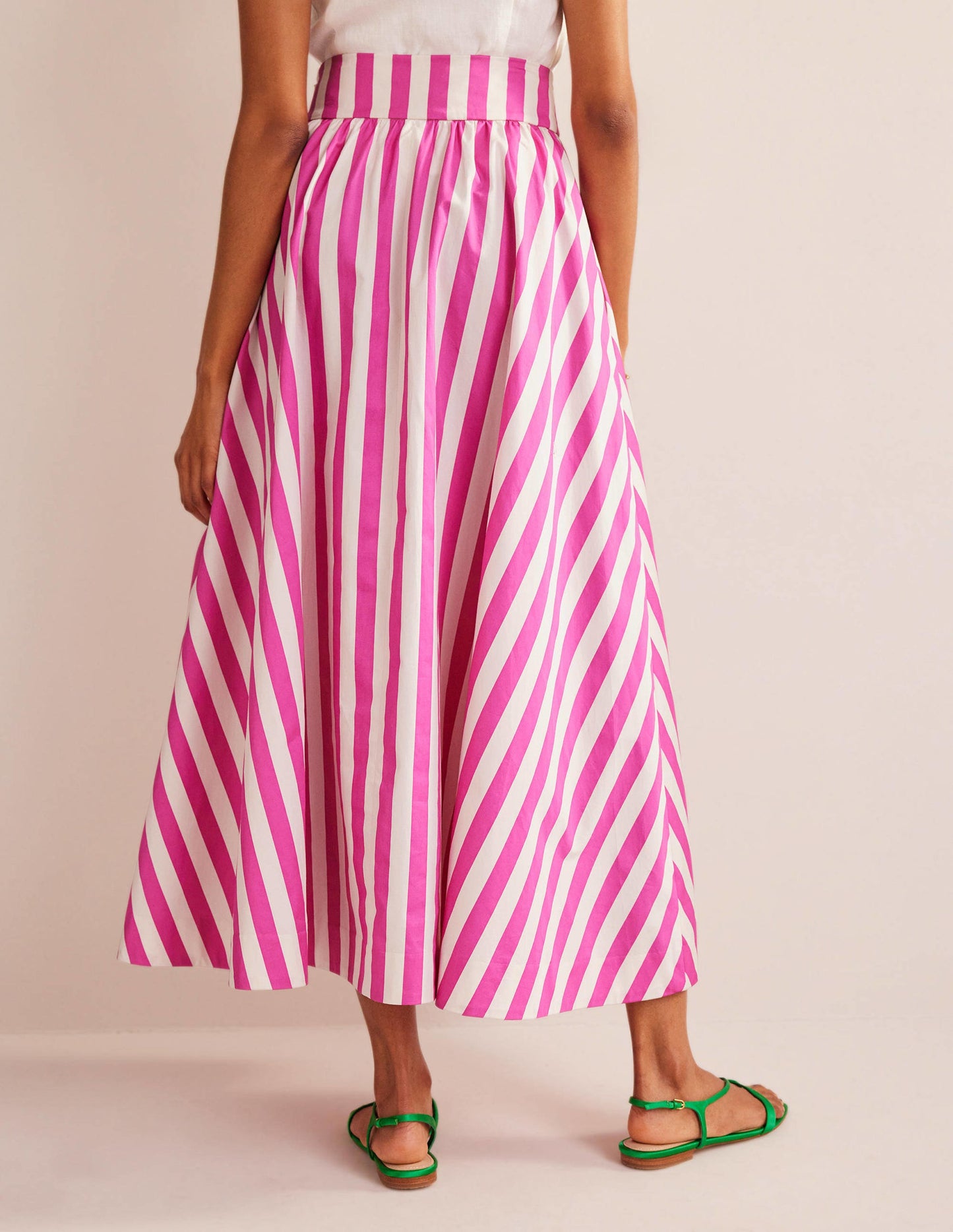 Full Printed Maxi Skirt-Pink Stripe
