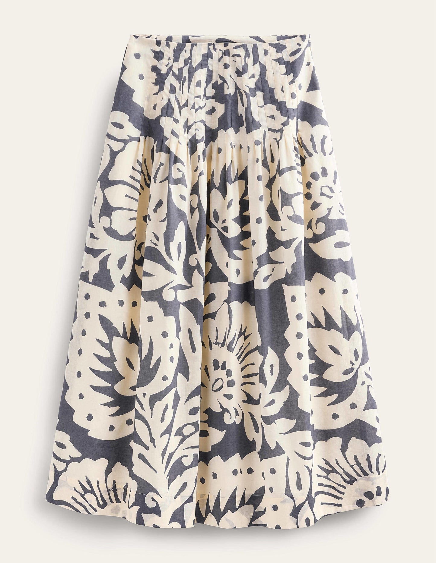 Pleated Cotton Midi Skirt-Sapphire, Oak Terrace