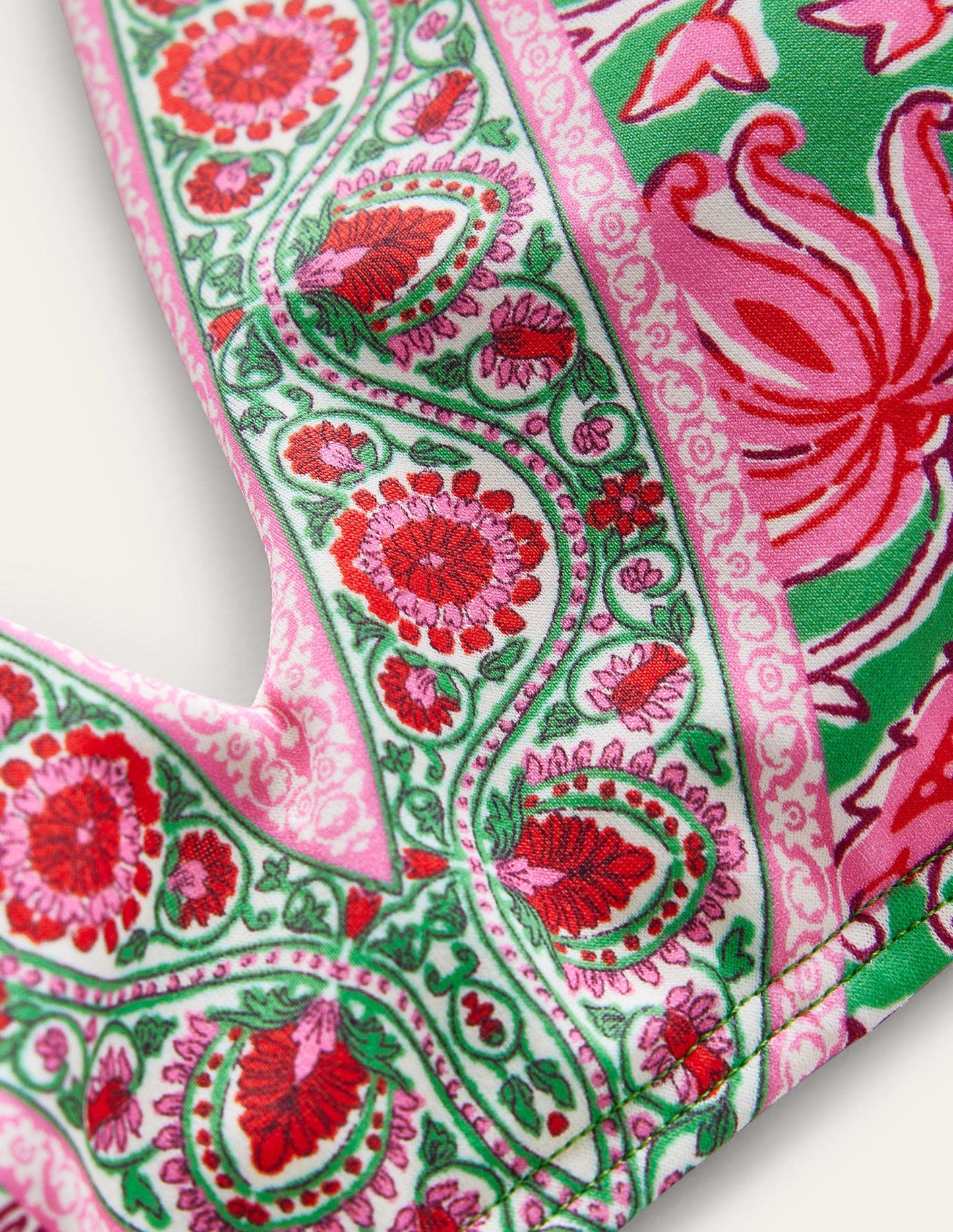 Bow Halterneck Bikini Top-Lime, Botanic Vine