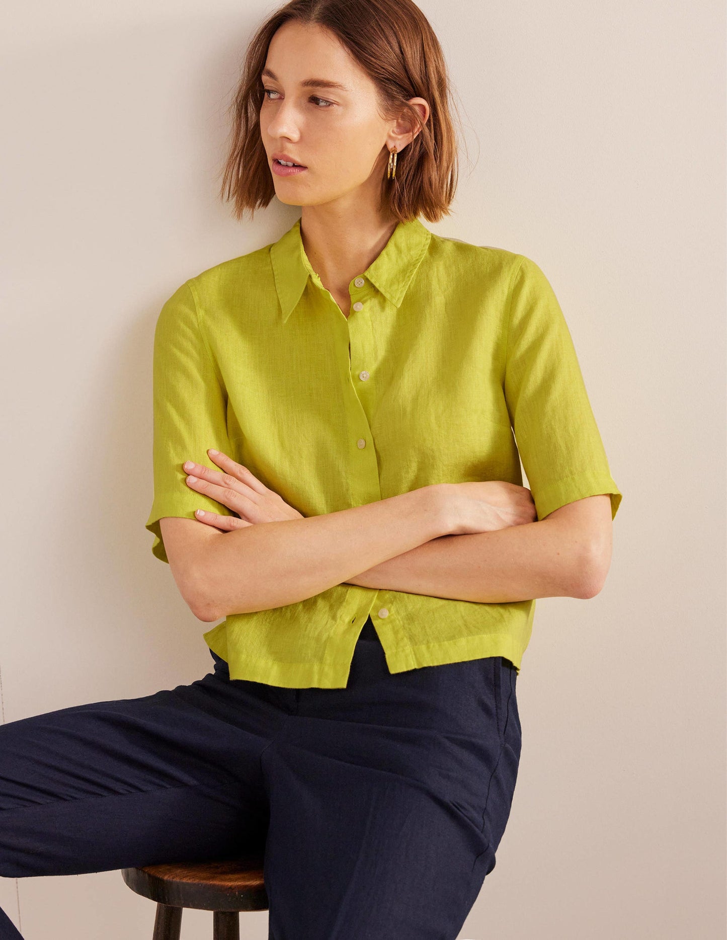 Short Sleeve Linen Shirt-Citrus
