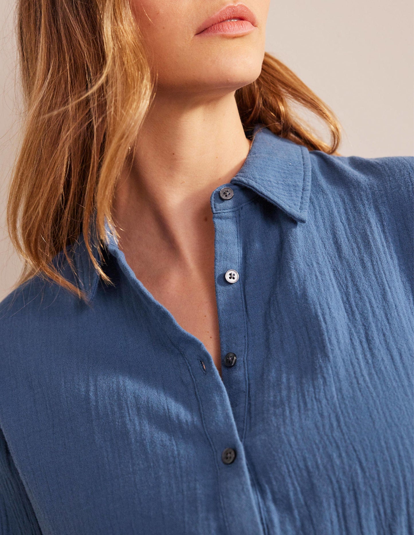Cotton Texture Shirt-True Navy