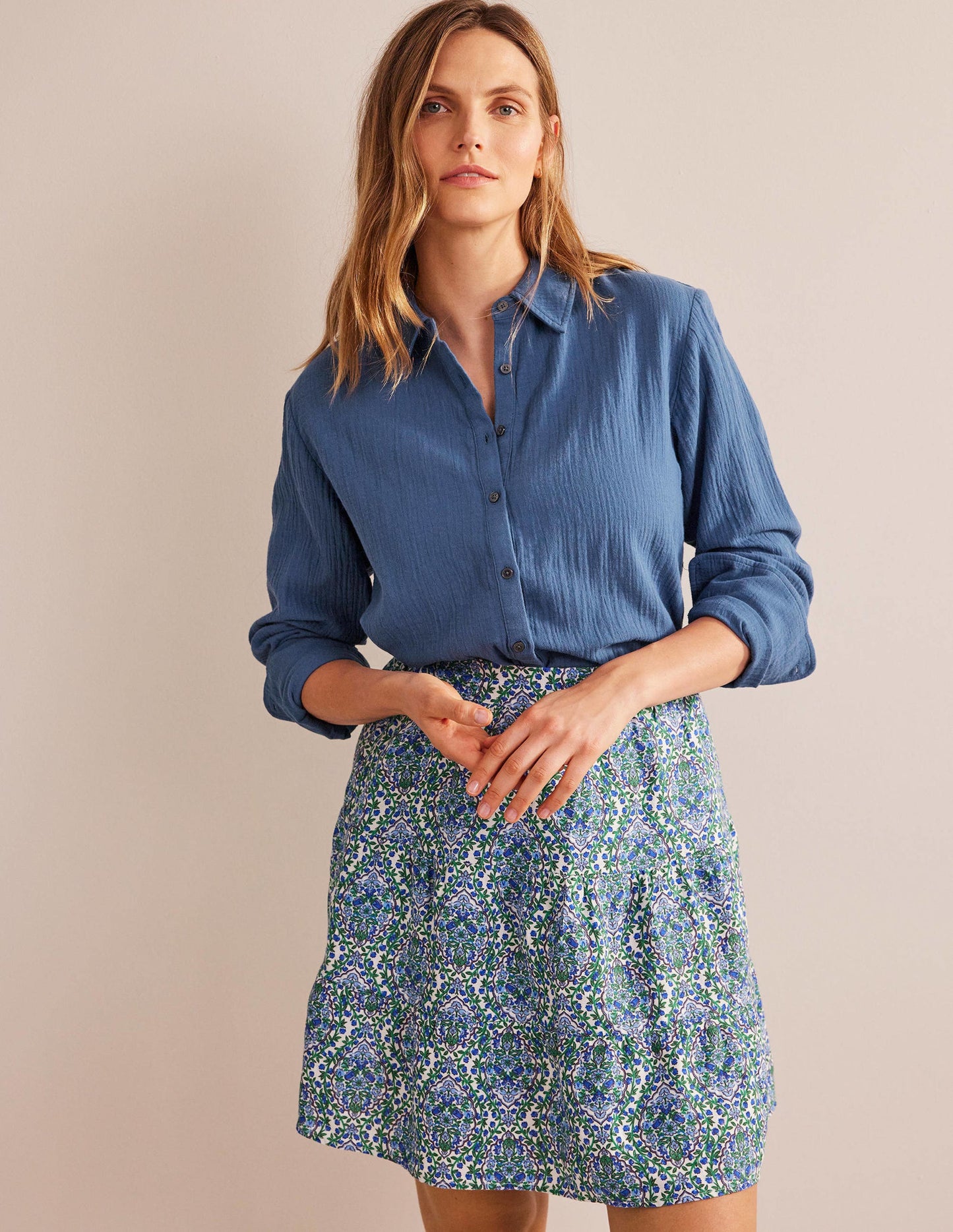 Cotton Texture Shirt-True Navy
