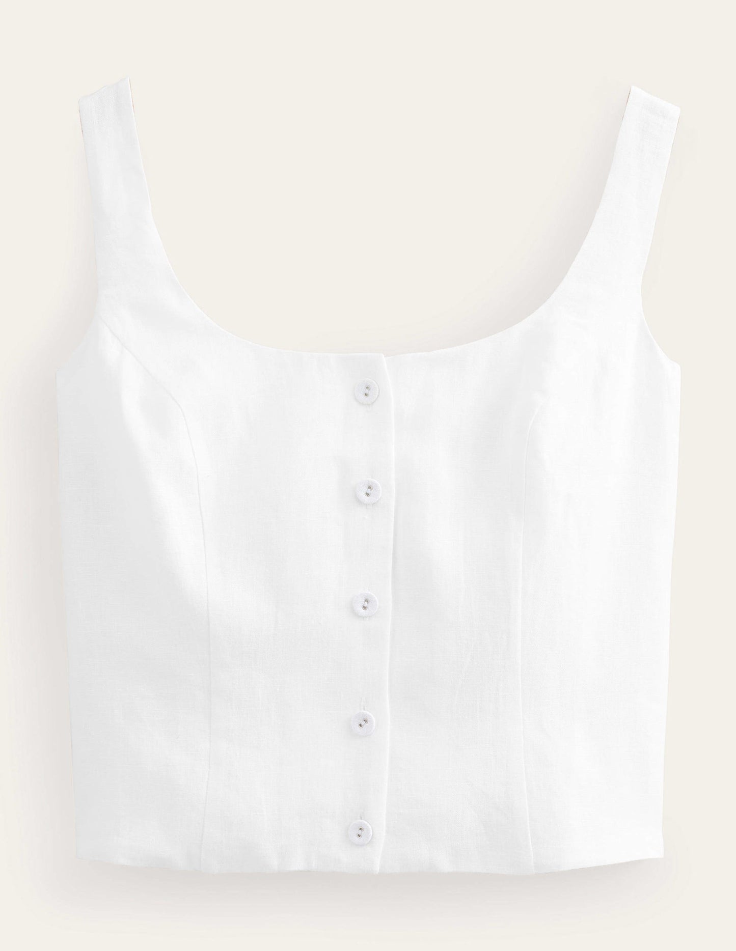 Square Neck Linen Top-White
