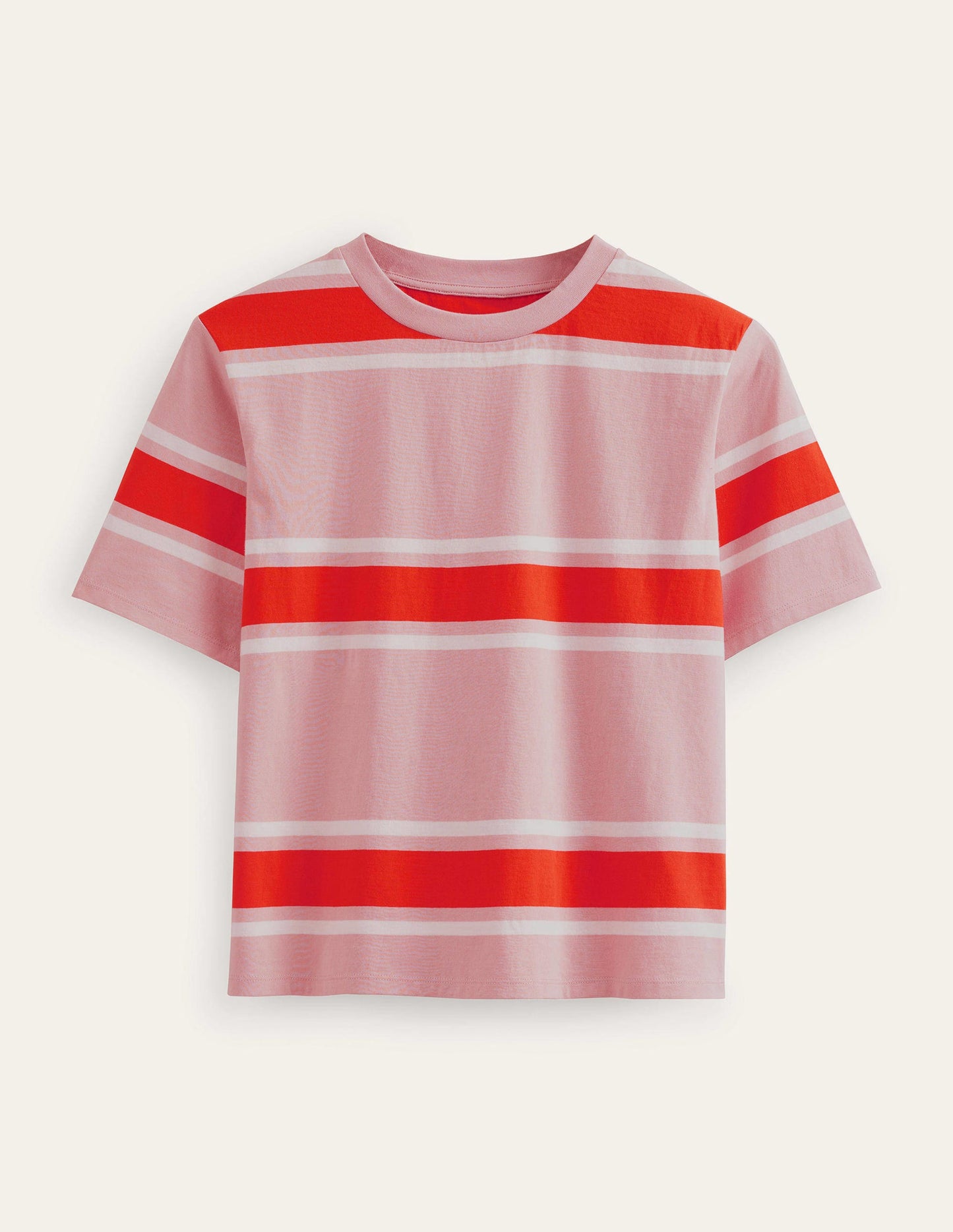 Boxy Stripe T-Shirt-Soft Pink/Orange Stripe