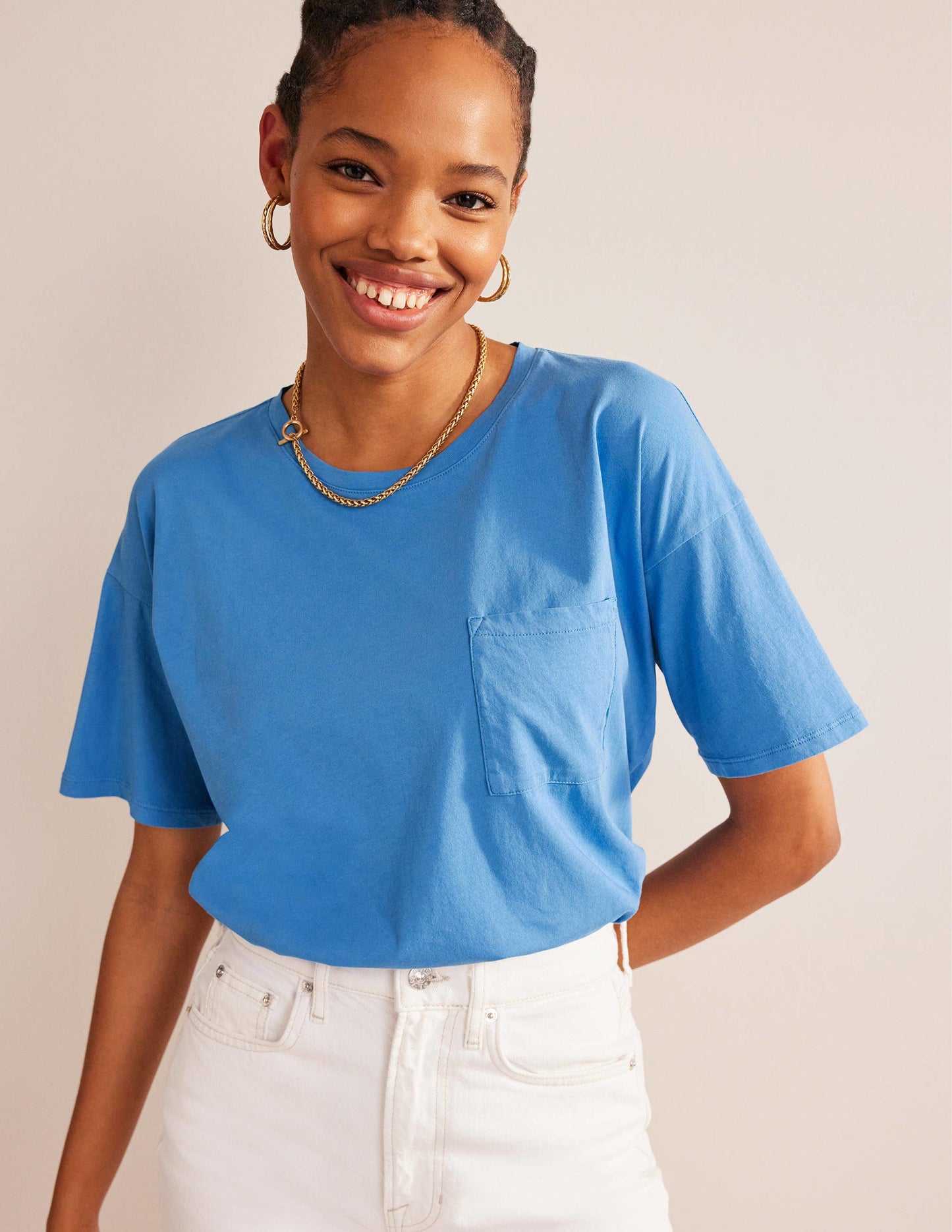 Oversized Washed T-Shirt-Schoolhouse Blue