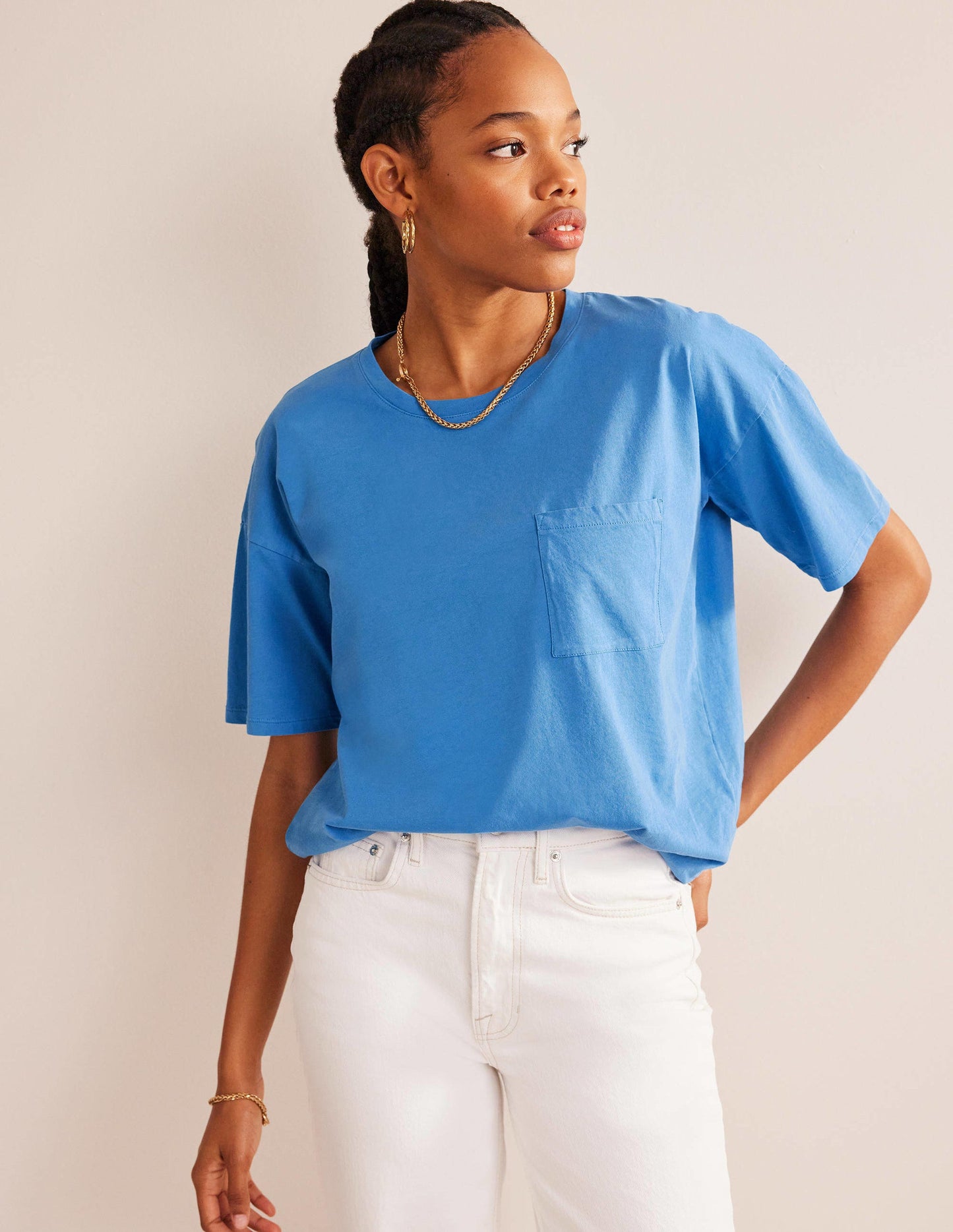 Oversized Washed T-Shirt-Schoolhouse Blue