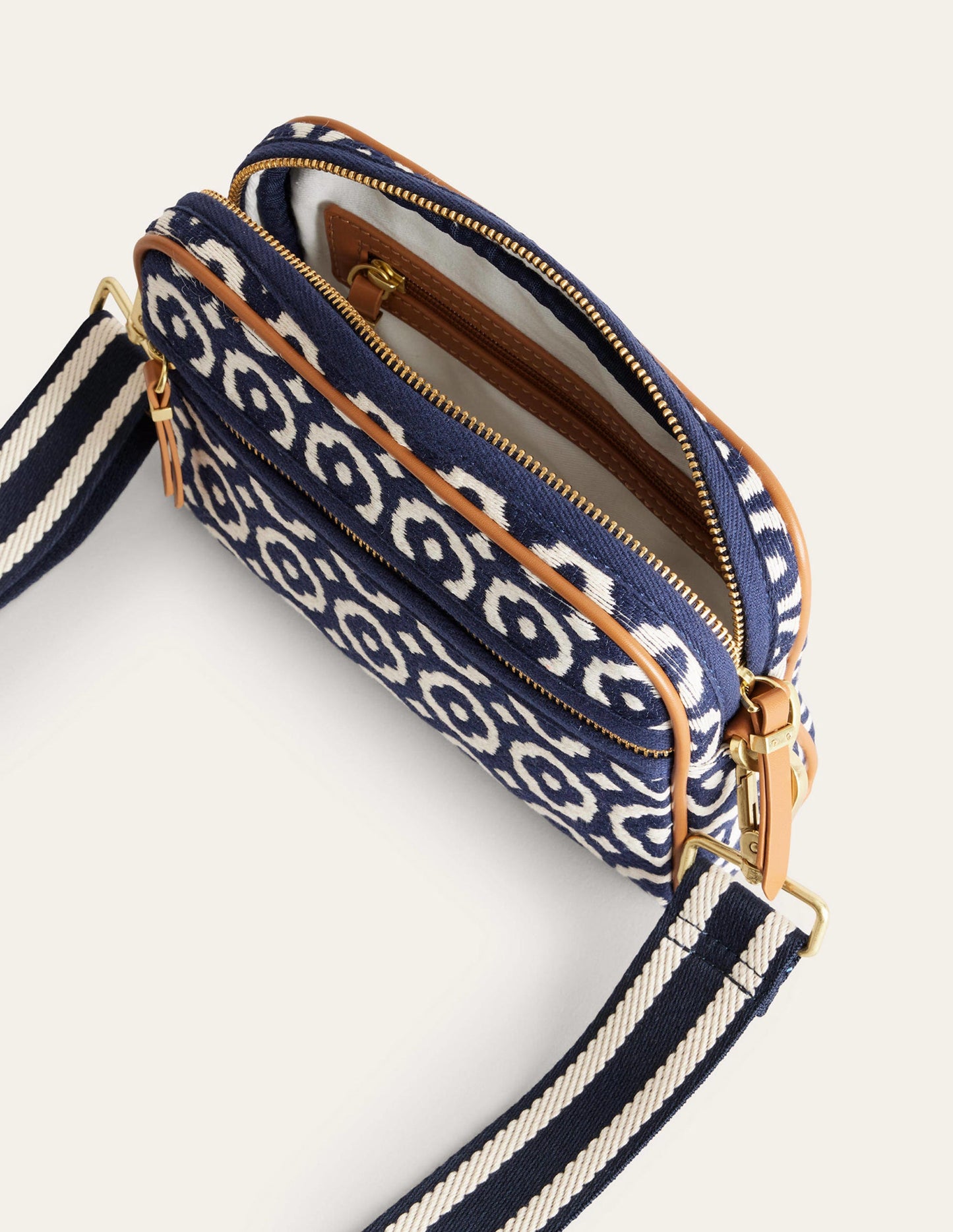 Canvas Cross-Body Bag-Navy, Geo