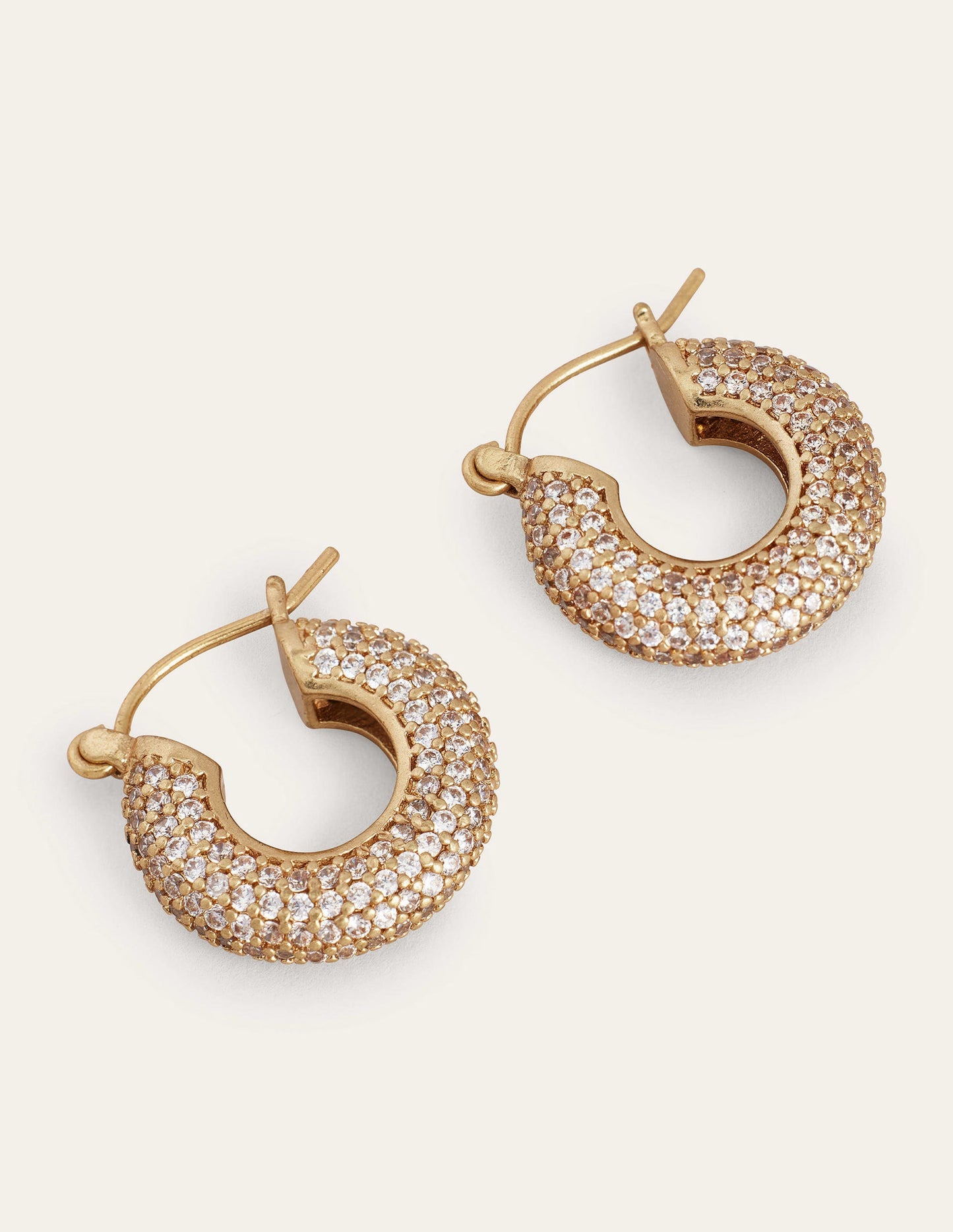 Pavé Hoop Earrings-Gold