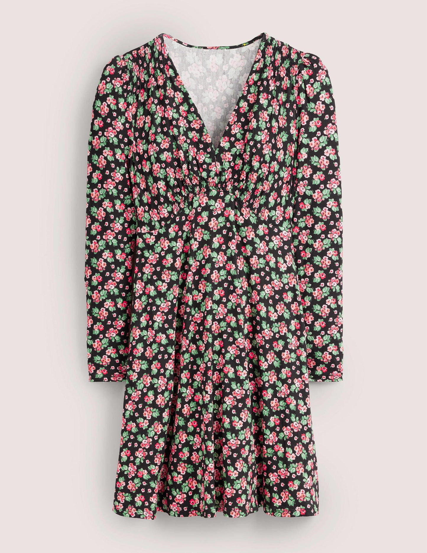 Jersey Mini Tea Dress-Black, Diamond Rose