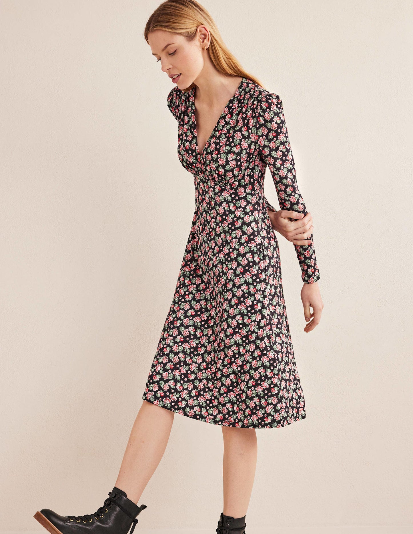 Jersey Mini Tea Dress-Black, Diamond Rose