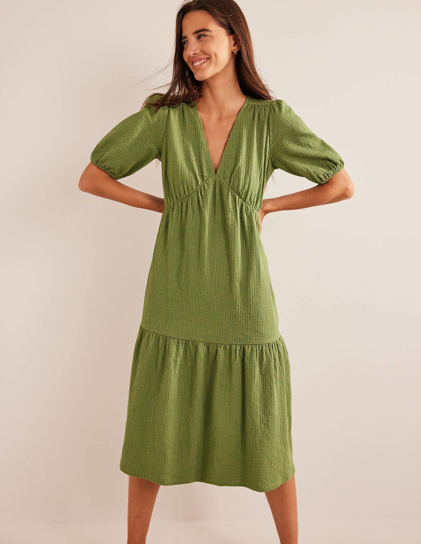 Jersey Seersucker Dress-Rose Violet
