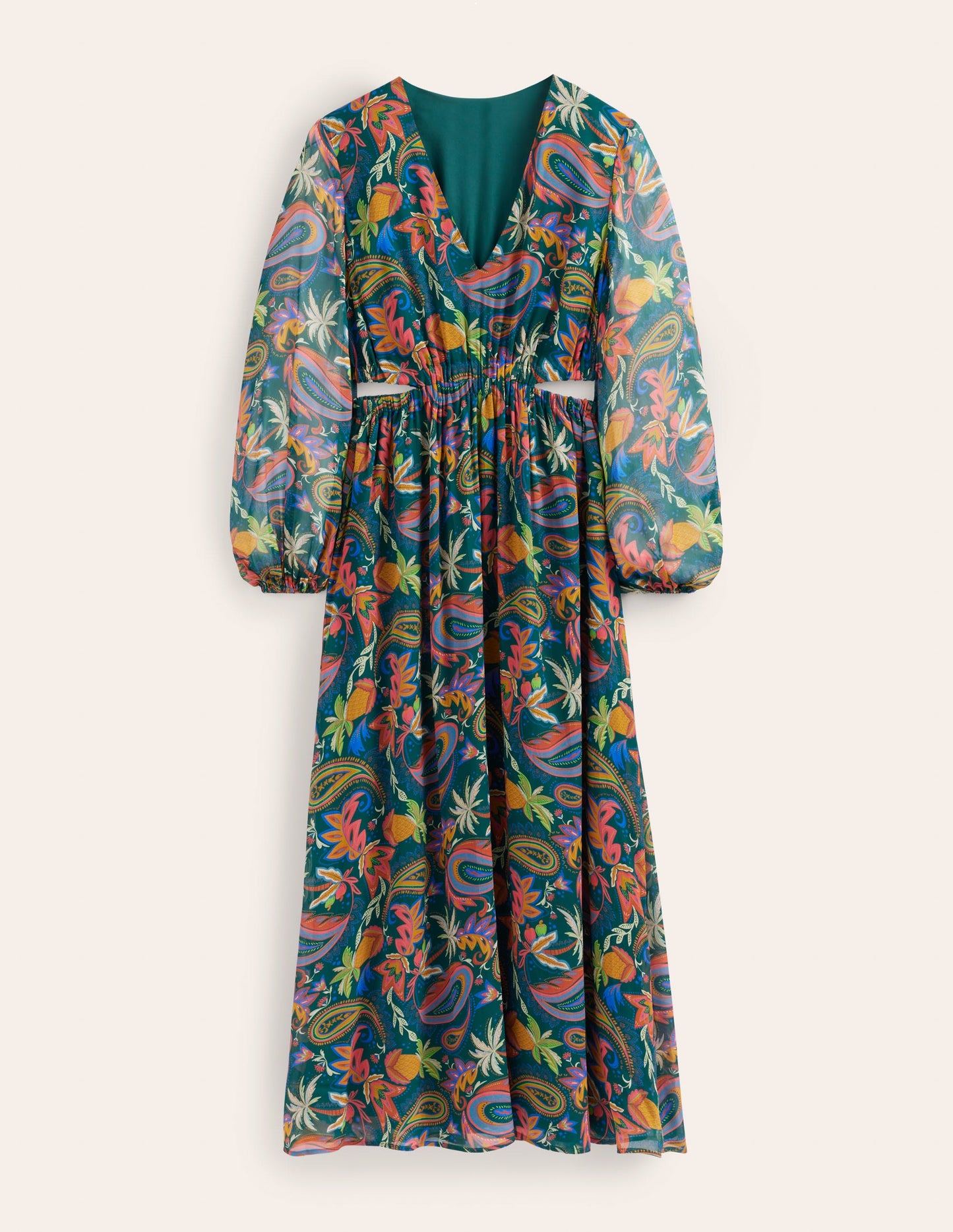 Cut Out Detail Maxi Dress-Emerald Night, Paradise