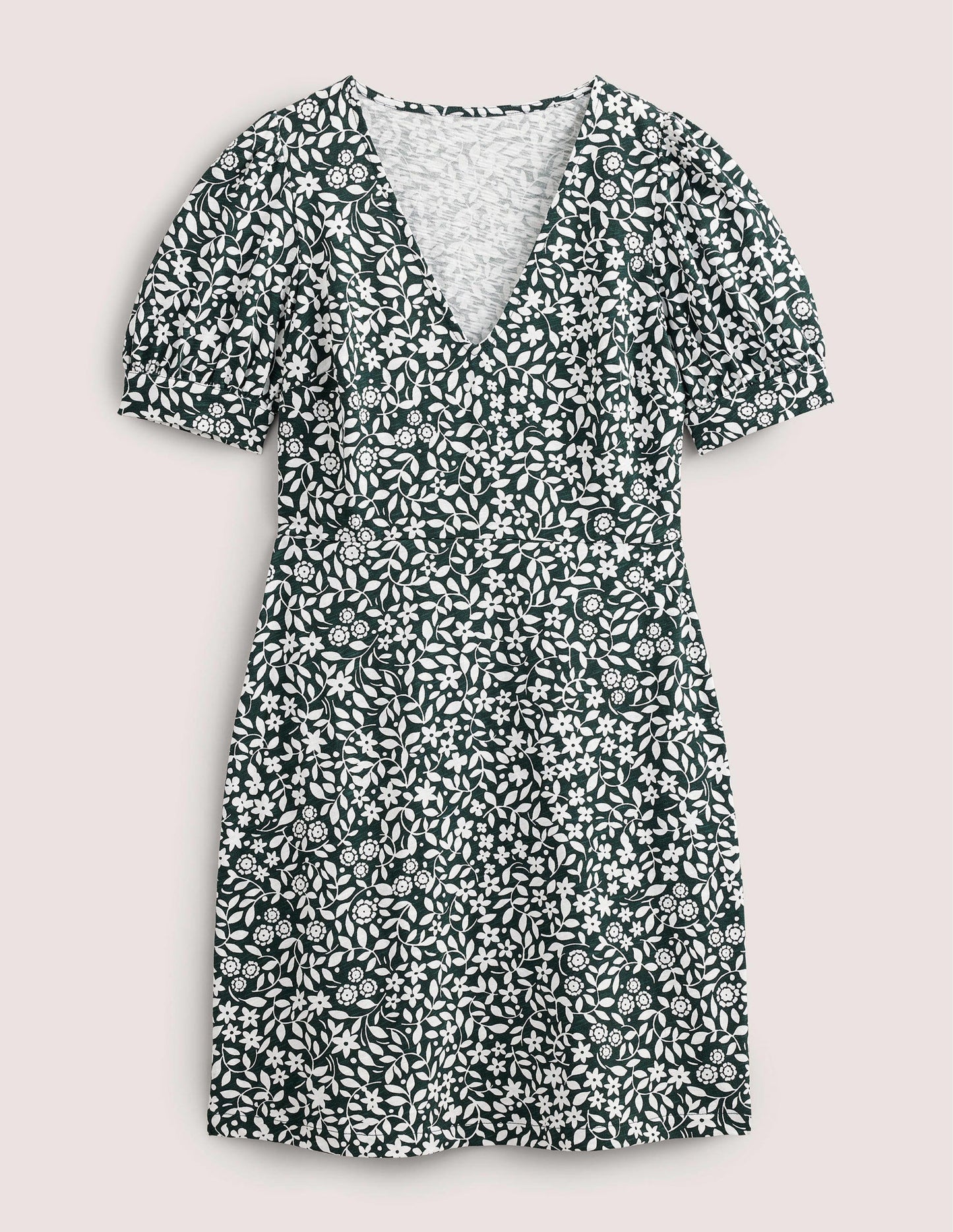 V-Neck Jersey Mini Dress-Chatsworth, Sunflower Pop