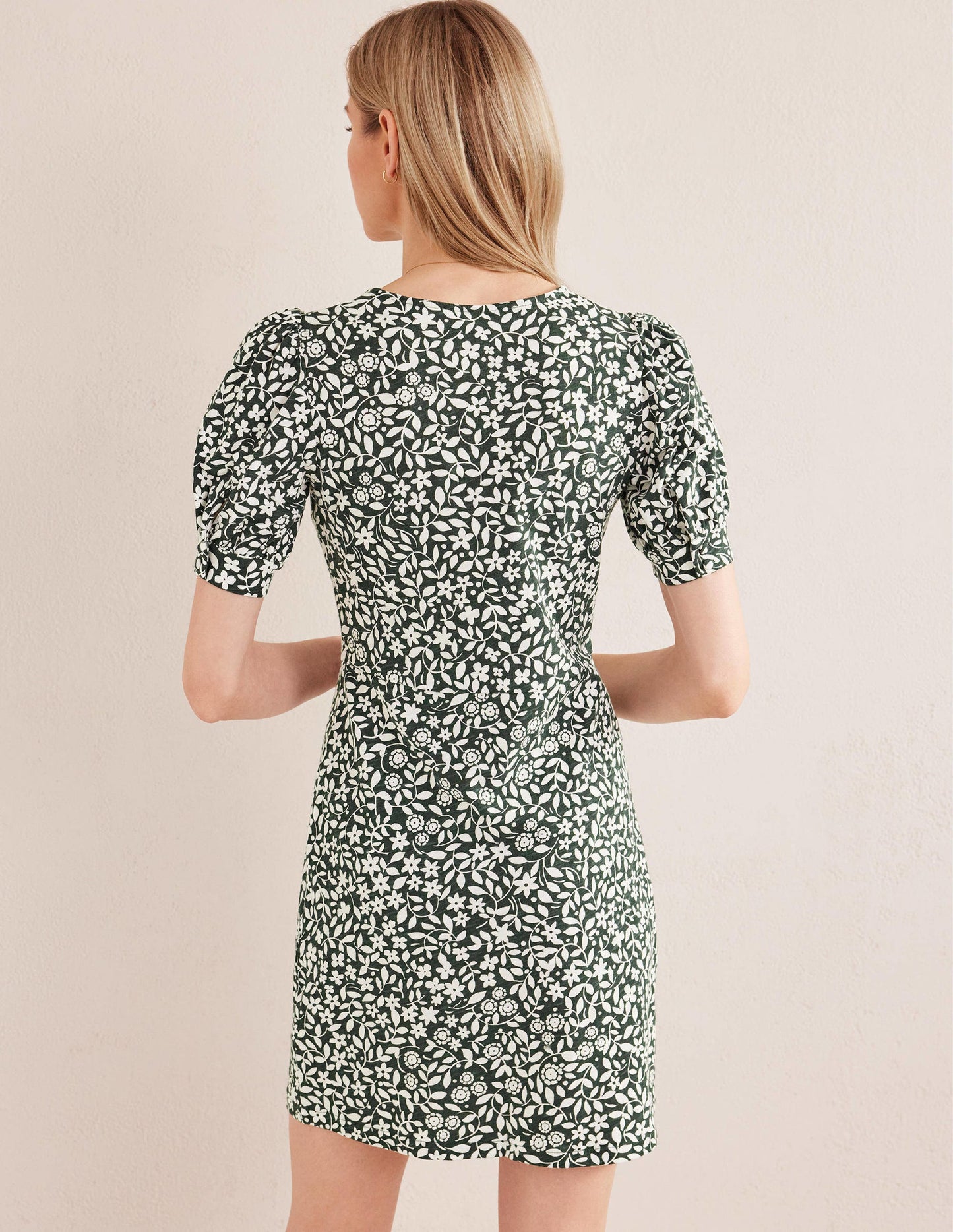 V-Neck Jersey Mini Dress-Chatsworth, Sunflower Pop
