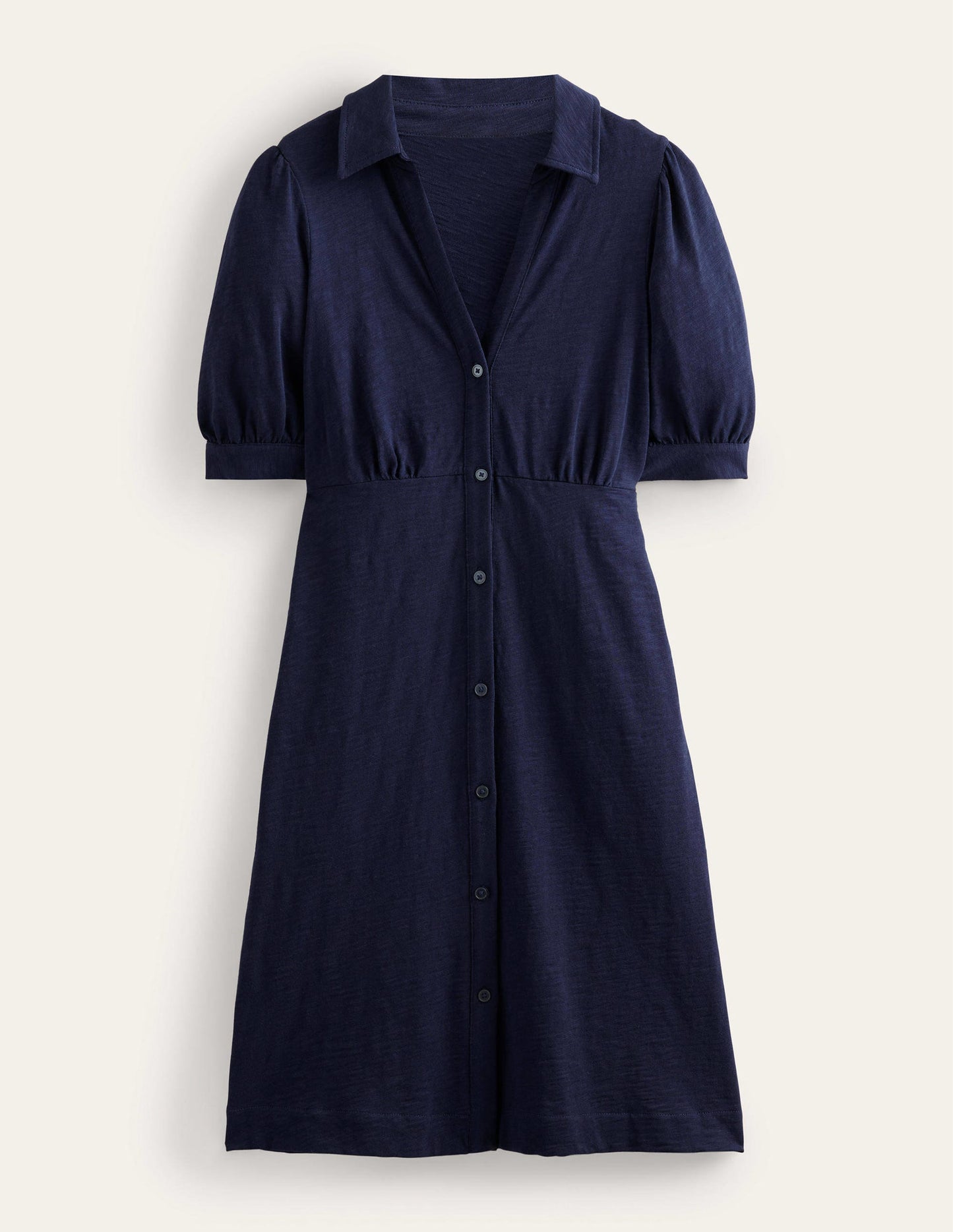 Button Jersey Mini Tea Dress-Navy