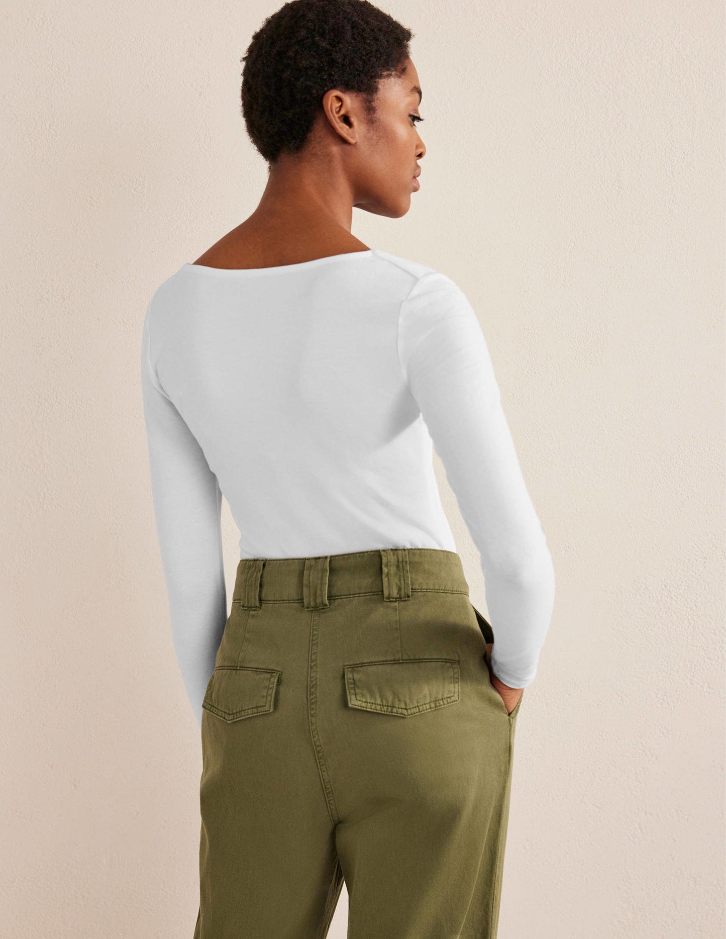 Double Layer V-neck Top-White
