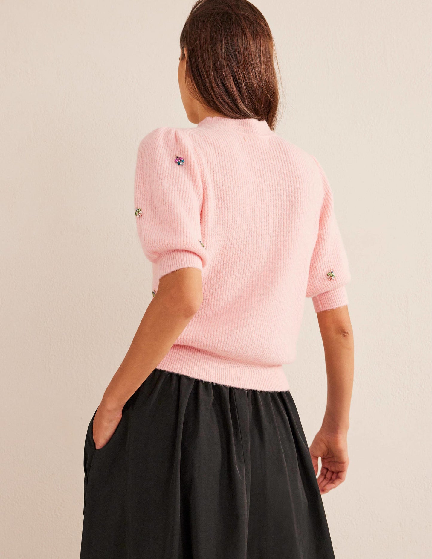 Embellished Fluffy T-shirt-Marshmallow