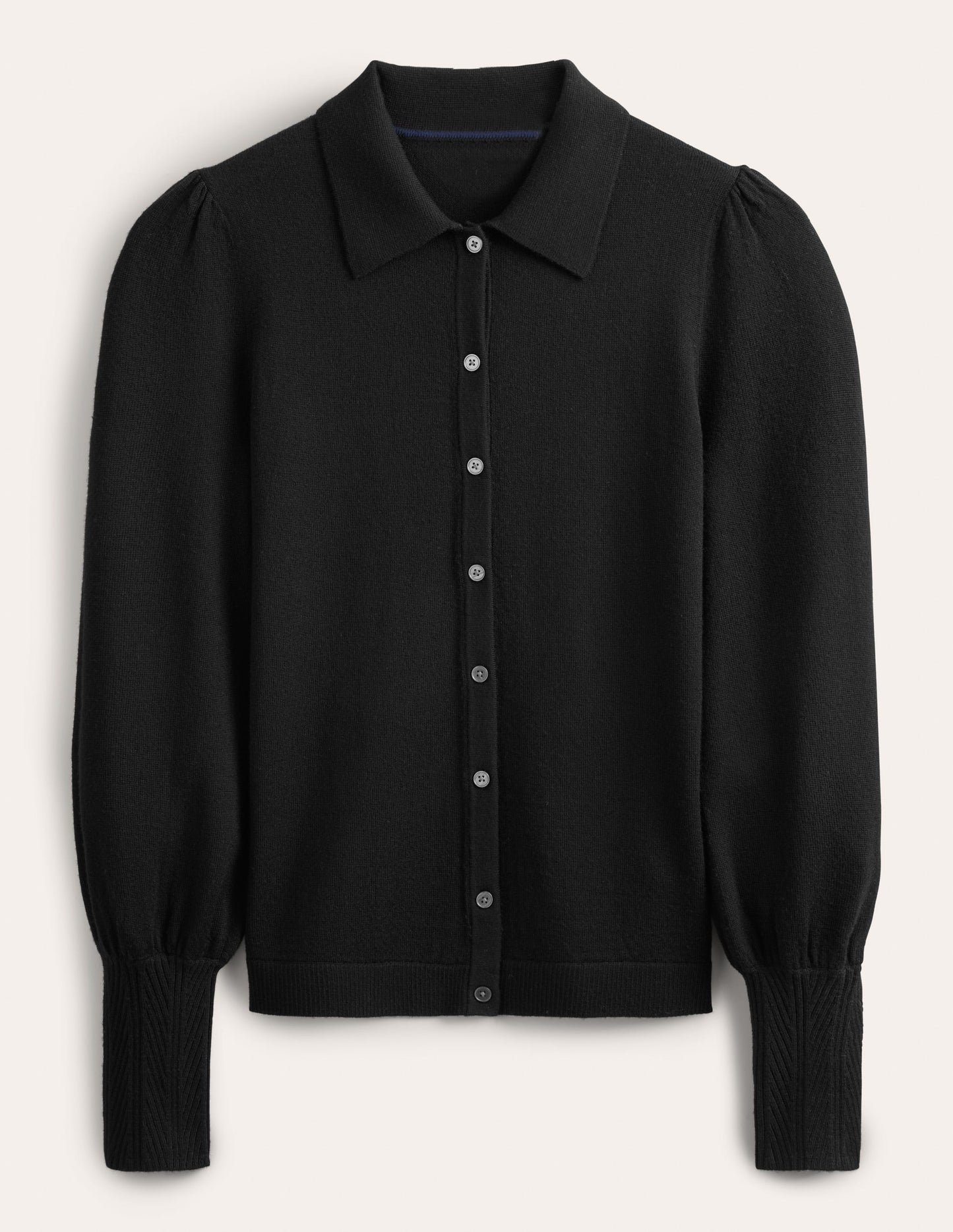 Merino Detail Cuff Shirt-Black