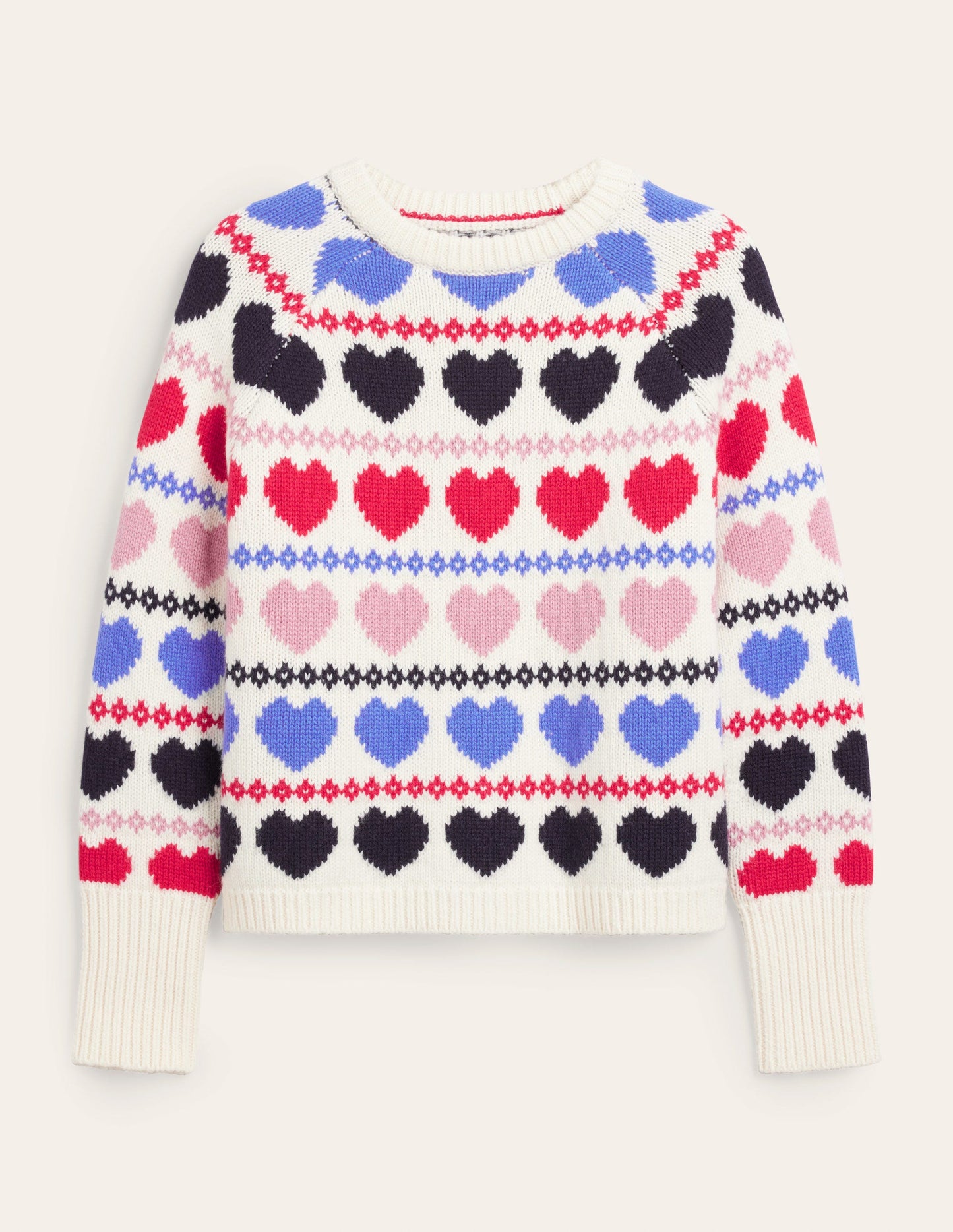 Chunky Fair Isle Jumper-Ivory Heart Fairisle
