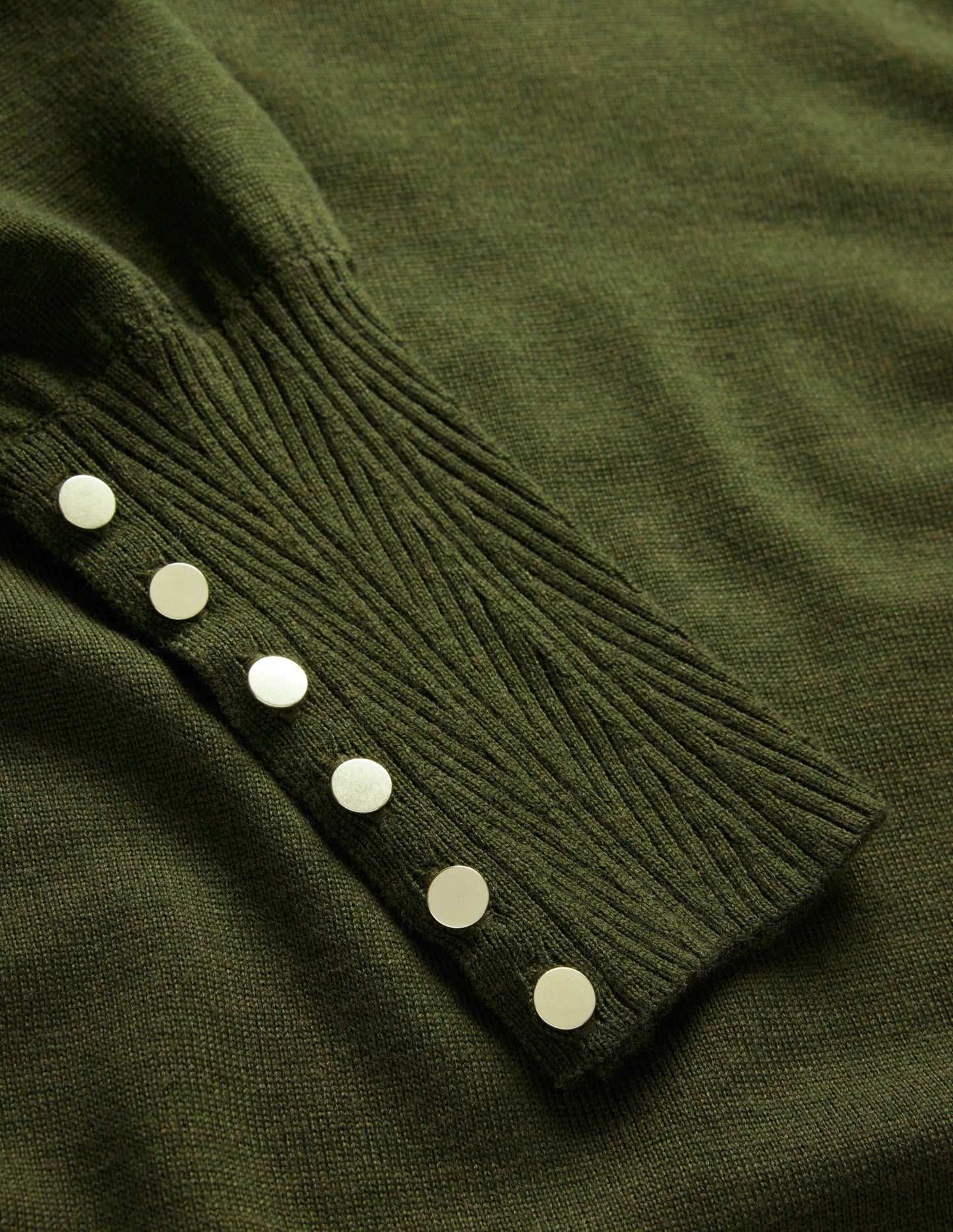 Button Cuff Merino Jumper-Khaki
