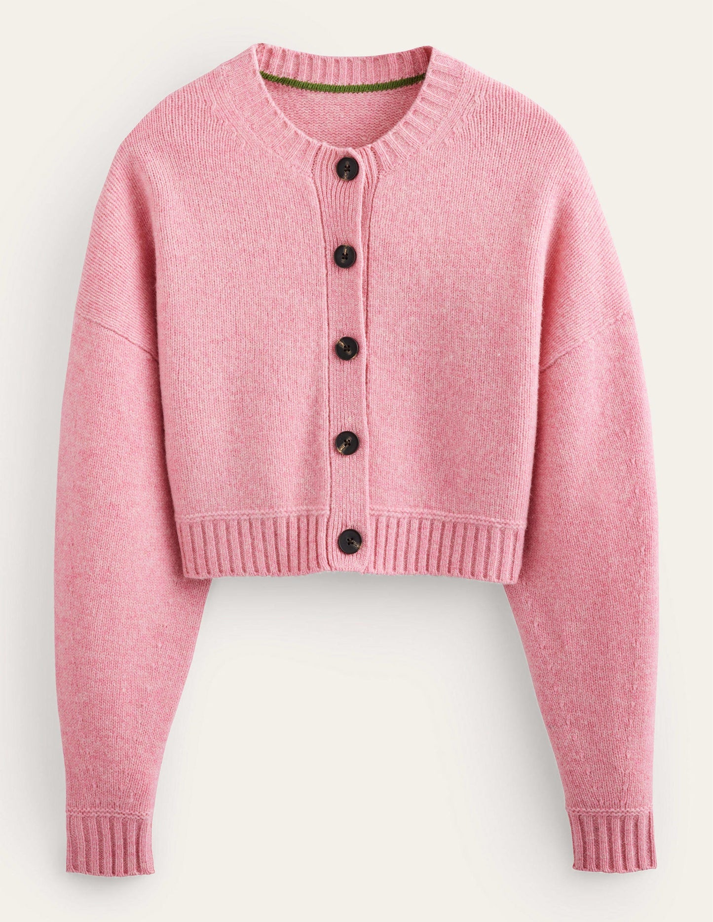 Brushed Wool Cropped Cardigan-Pink Lemonade
