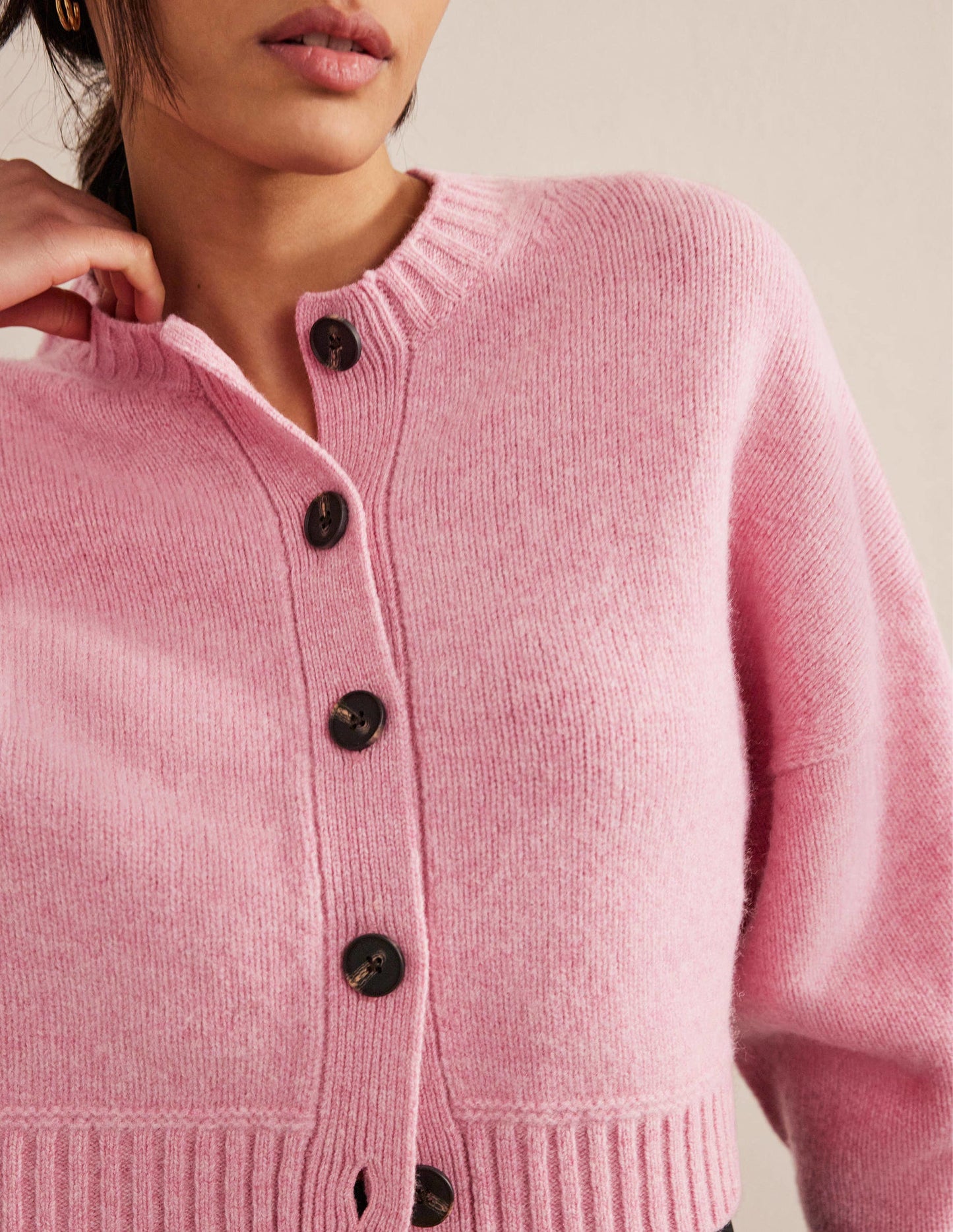 Brushed Wool Cropped Cardigan-Pink Lemonade
